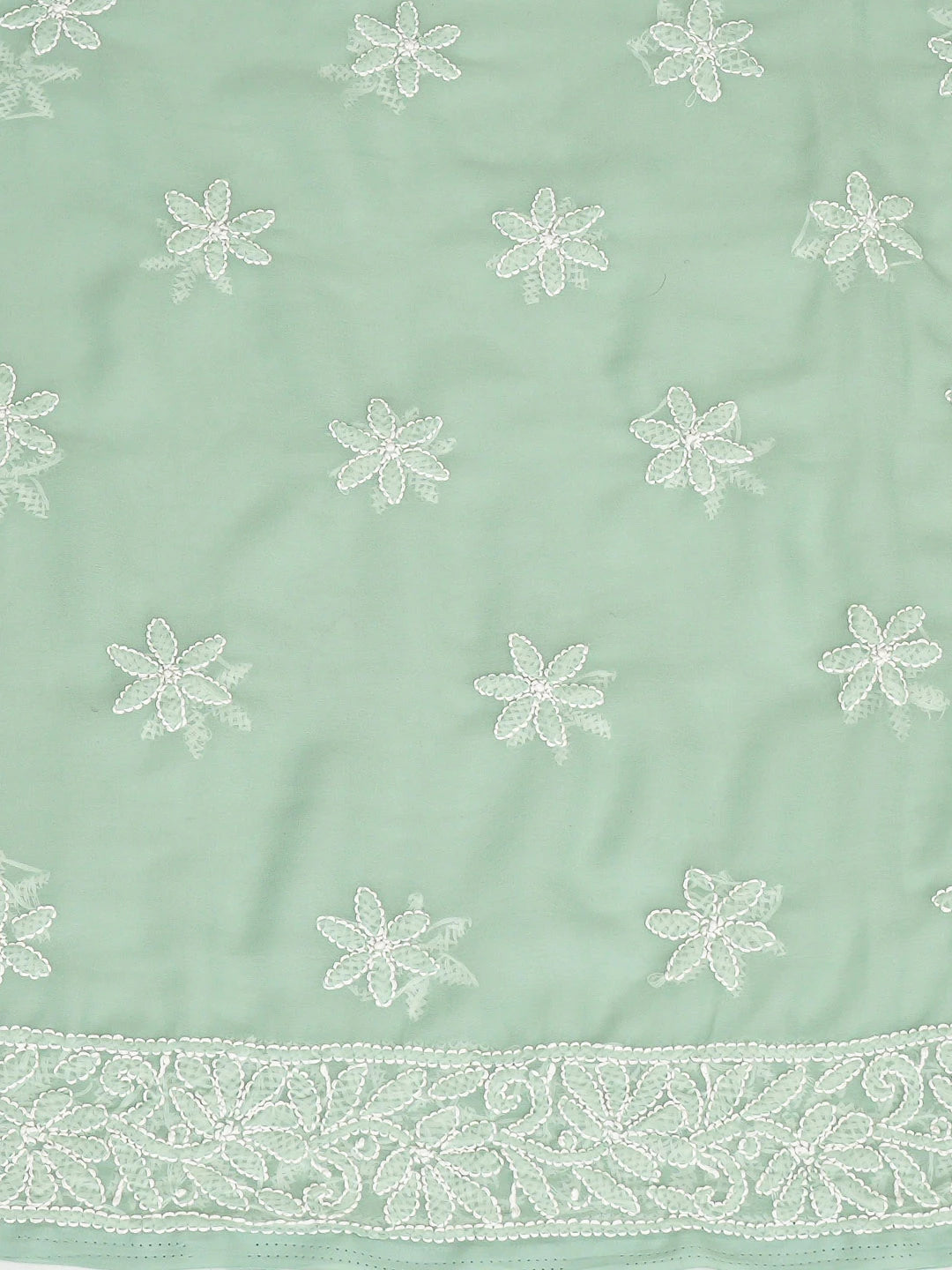 Ada Hand Embroidered Pista Green Georgette Lucknowi Chikankari Unstitched Suit Piece 01A346884