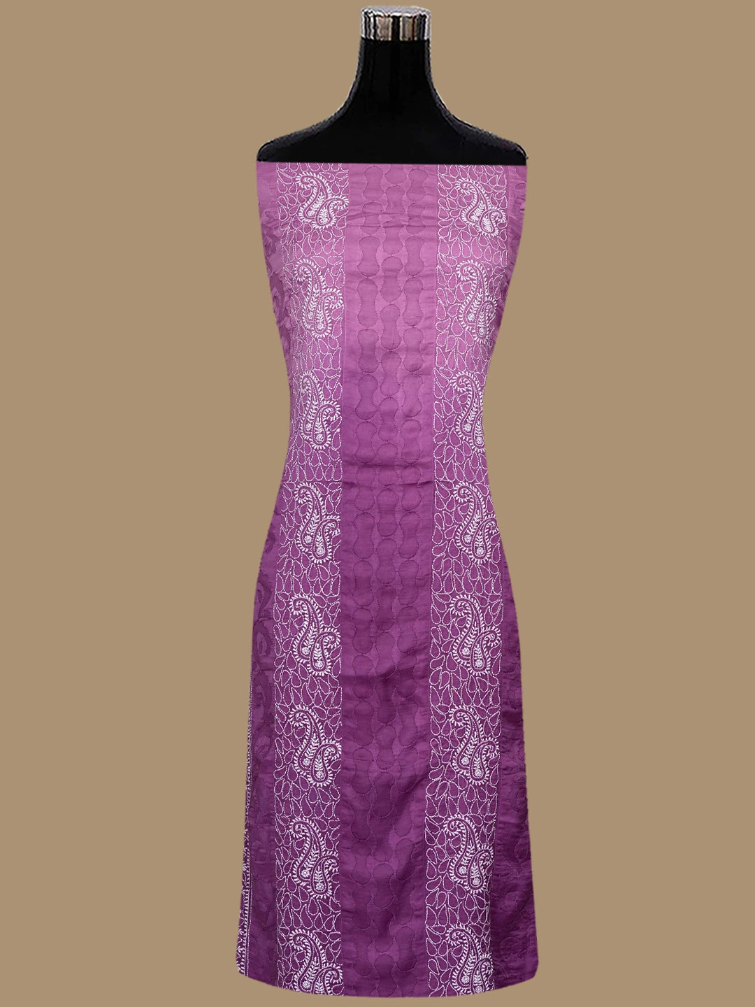 Ada Hand Embroidered Purple Modal Lucknowi Chikankari Unstitched Suit Piece With Muqaish Work 01A853378