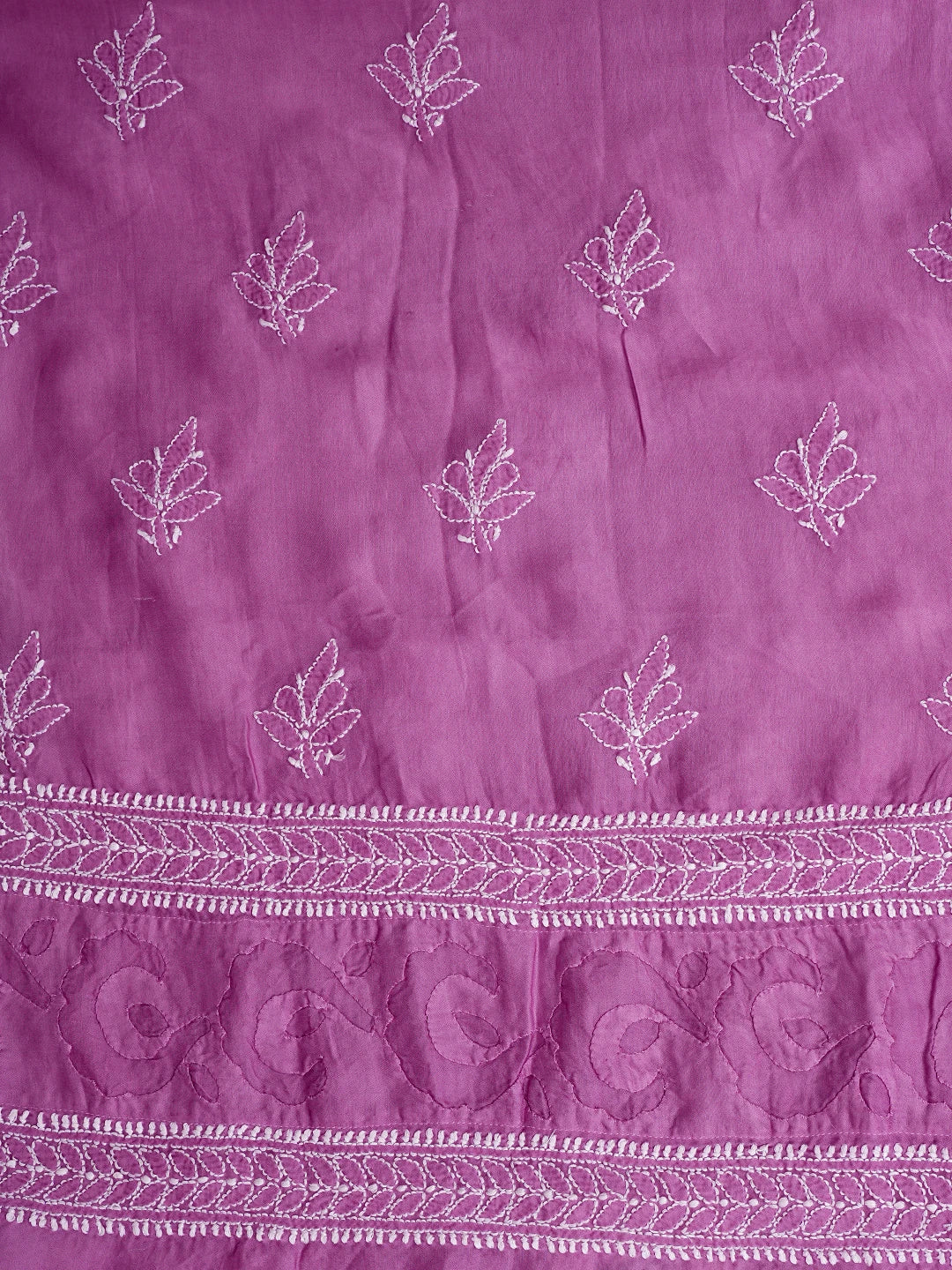 Ada Hand Embroidered Purple Modal Lucknowi Chikankari Unstitched Suit Piece With Muqaish Work 01A853378
