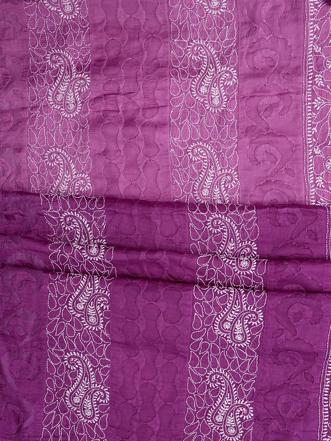 Ada Hand Embroidered Purple Modal Lucknowi Chikankari Unstitched Suit Piece With Muqaish Work 01A853378