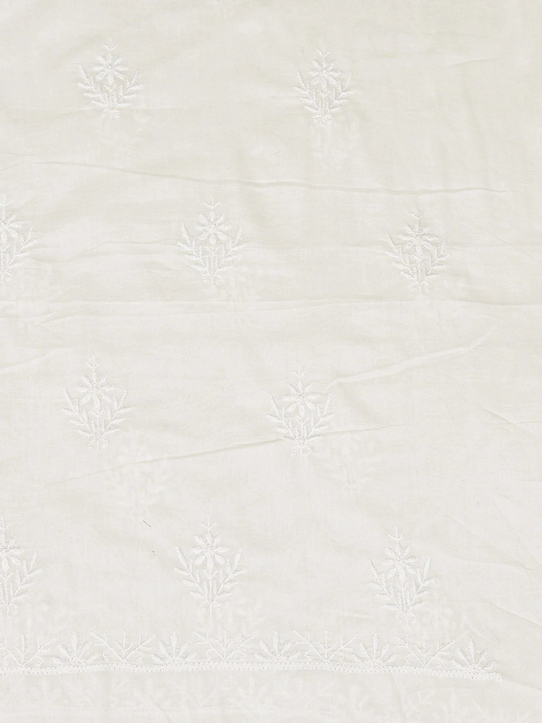 Ada Hand Embroidered White Cotton Lucknowi Chikankari Unstitched Suit Piece 01A817062