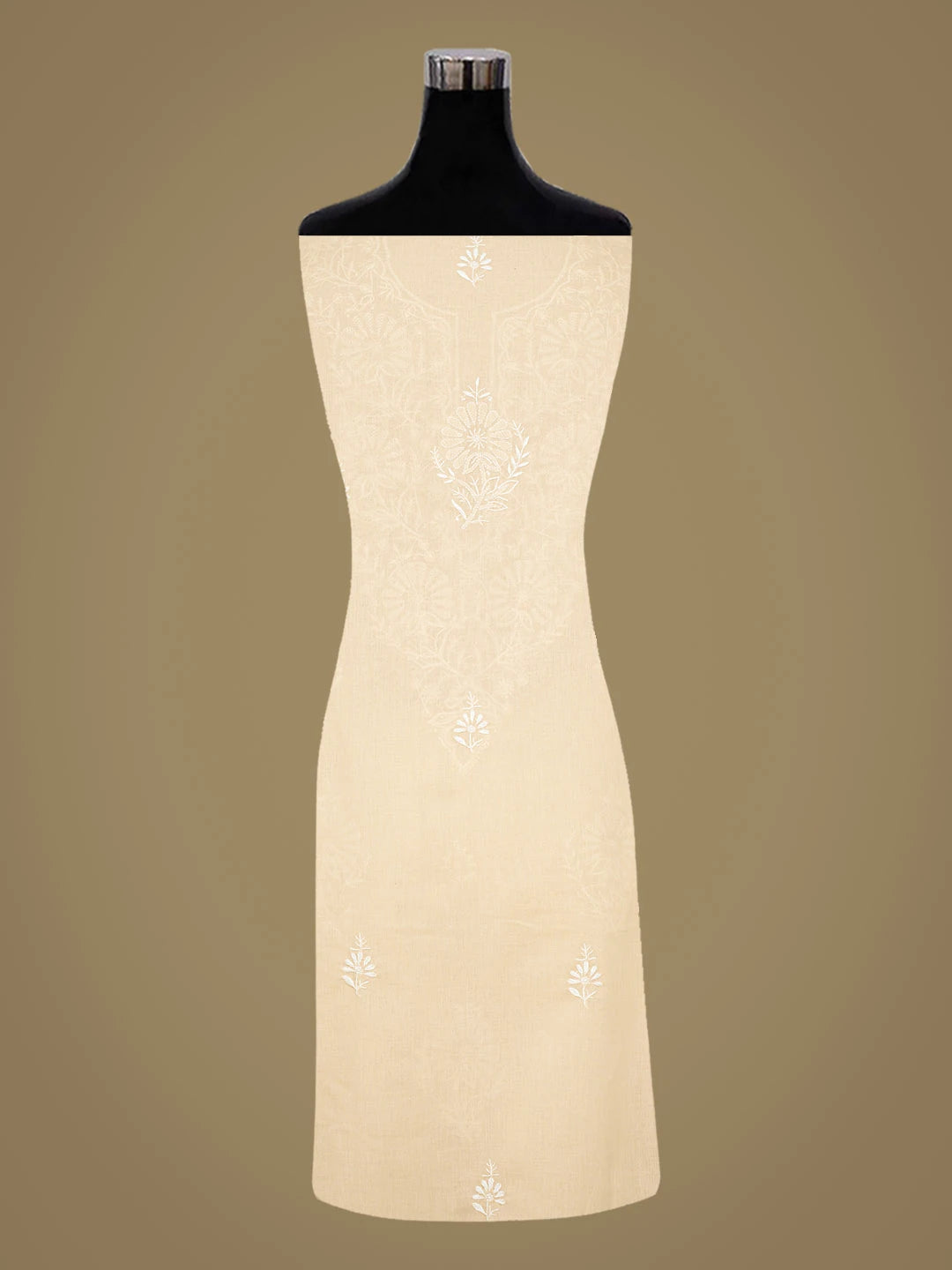 Ada Hand Embroidered Fawn Cotton Lucknowi Chikankari Unstitched Suit Piece 01A762921