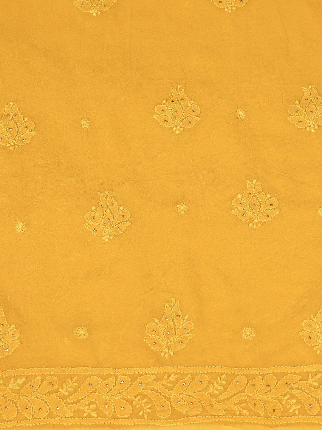 Ada Hand Embroidered Ombre Shade Of Blue & Yellow Viscose Georgette Lucknowi Chikankari Unstitched Kurta Dupatta Set With Mukaish Work 01A751237