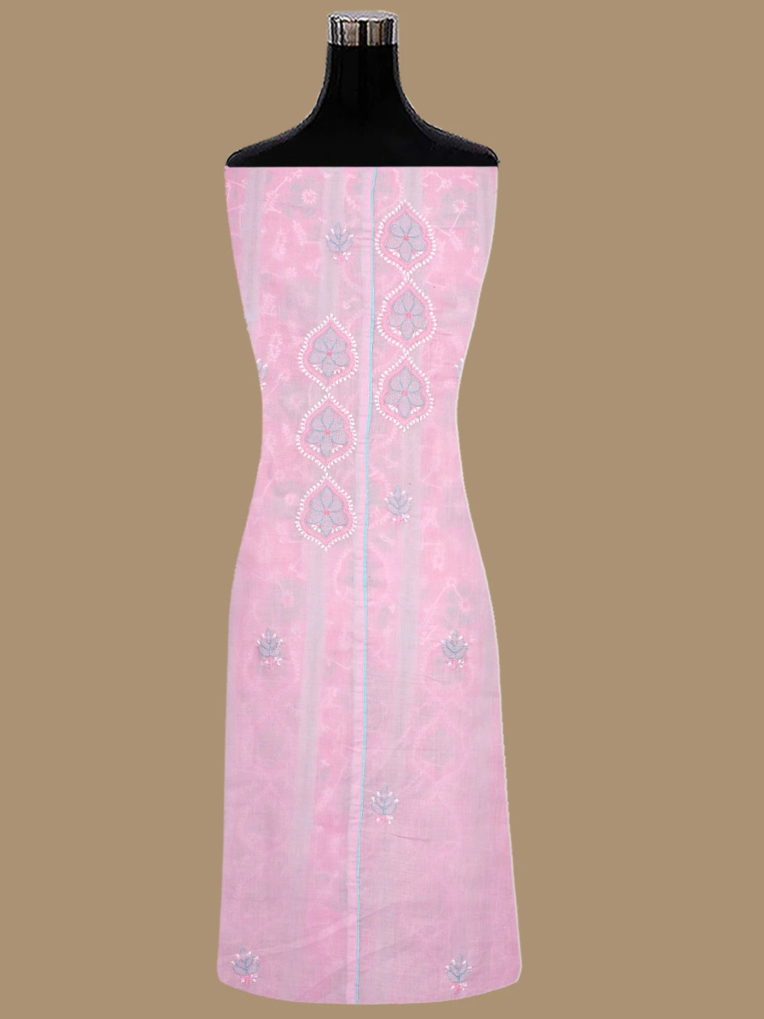 Ada Hand Embroidered Pink Cotton Lucknowi Chikankari Unstitched Suit Piece 01A779600