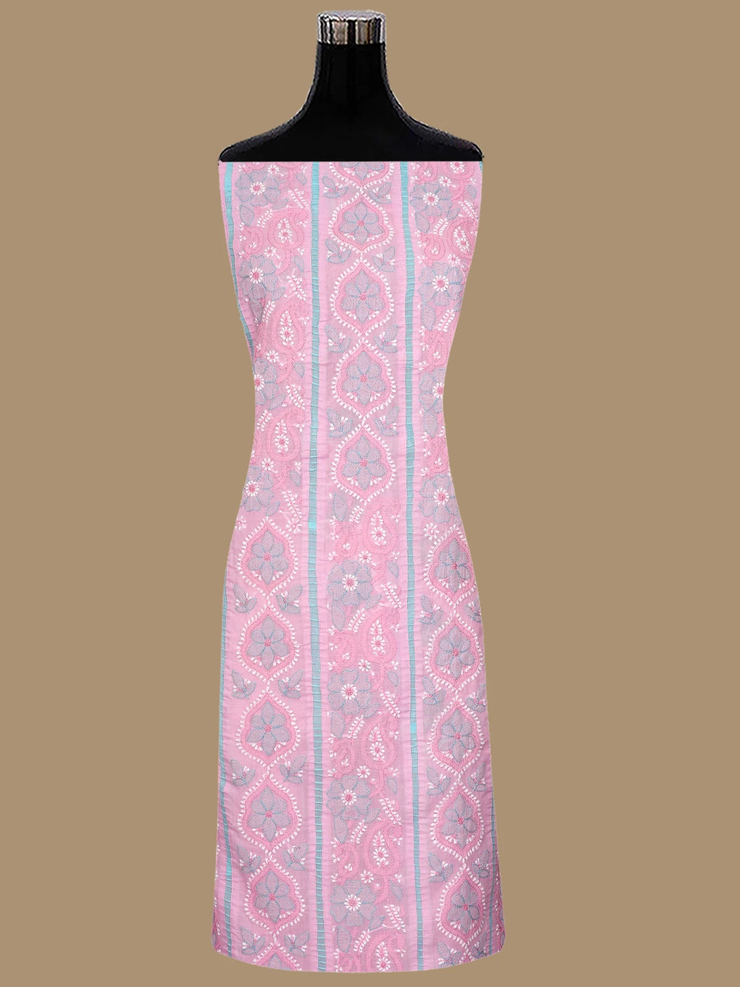Ada Hand Embroidered Pink Cotton Lucknowi Chikankari Unstitched Suit Piece 01A779600