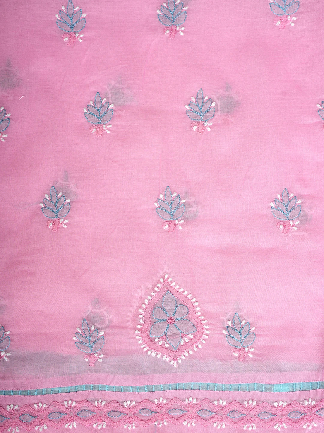 Ada Hand Embroidered Pink Cotton Lucknowi Chikankari Unstitched Suit Piece 01A779600
