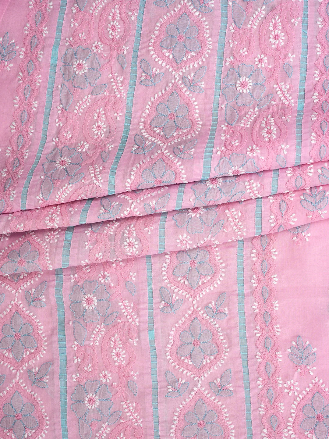 Ada Hand Embroidered Pink Cotton Lucknowi Chikankari Unstitched Suit Piece 01A779600