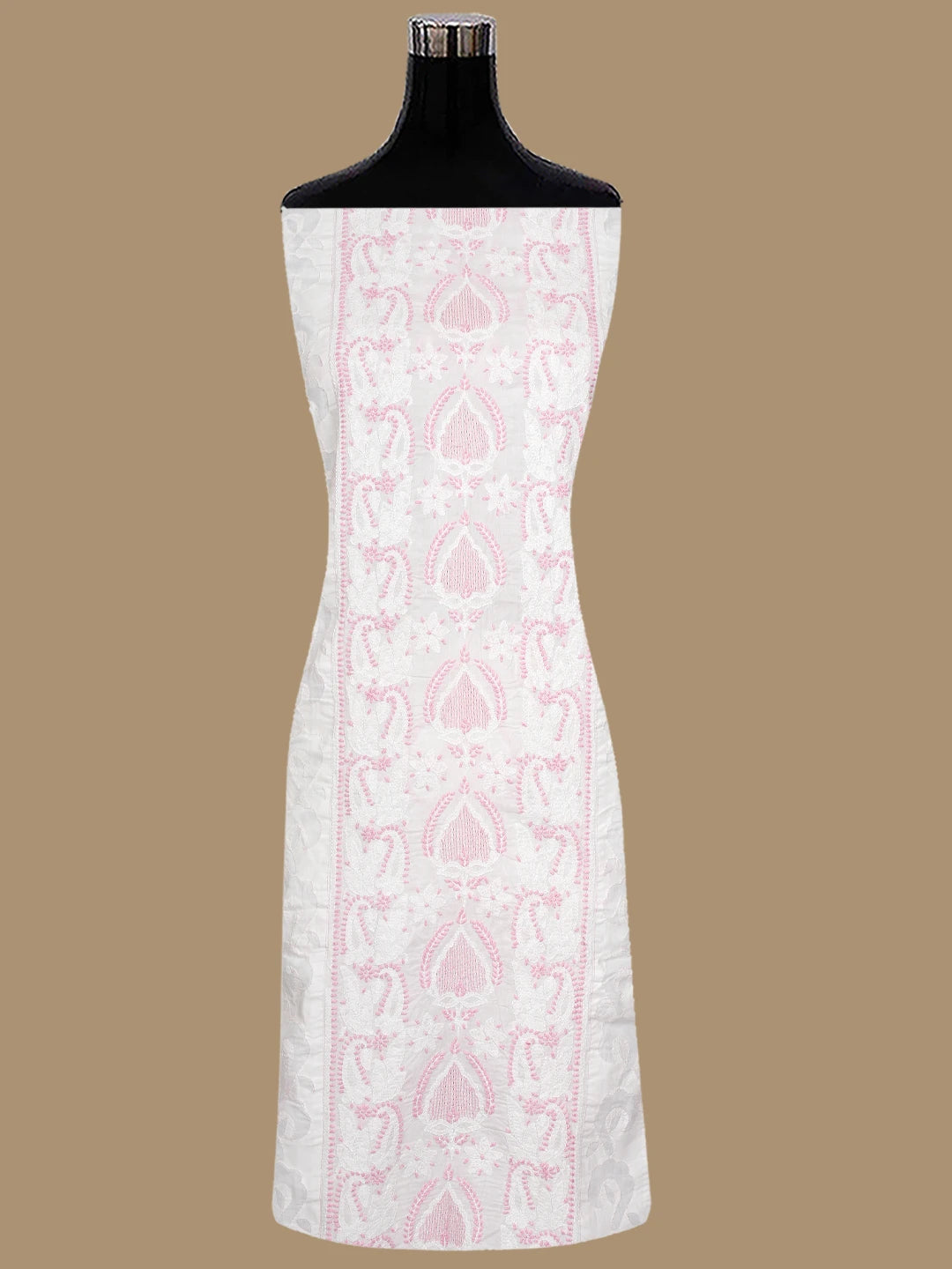Ada Hand Embroidered White Cotton Lucknowi Chikankari Unstitched Suit Piece 01A723480