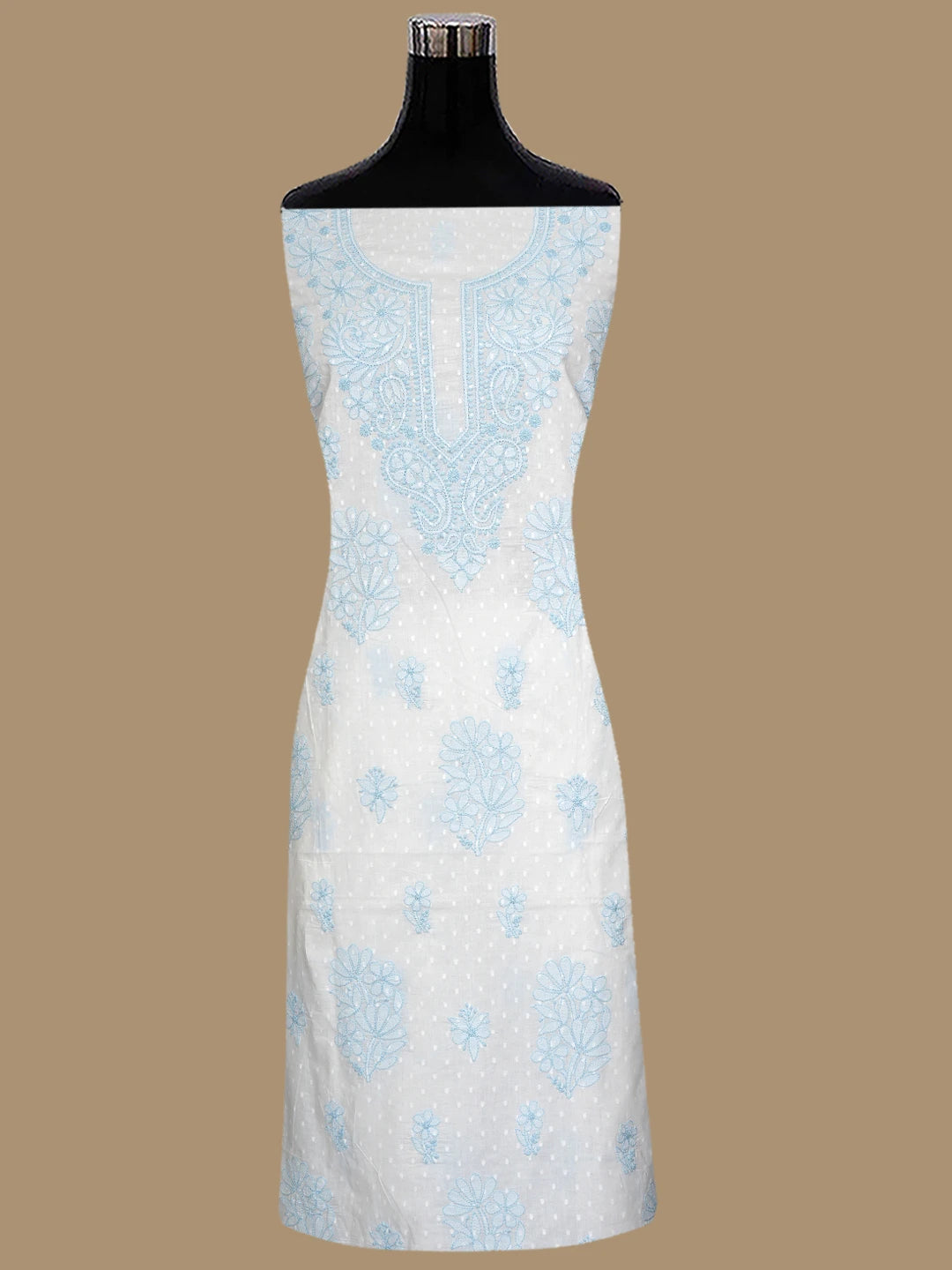 Ada Hand Embroidered White Cotton Lucknowi Chikankari Unstitched Suit Piece 01A836836