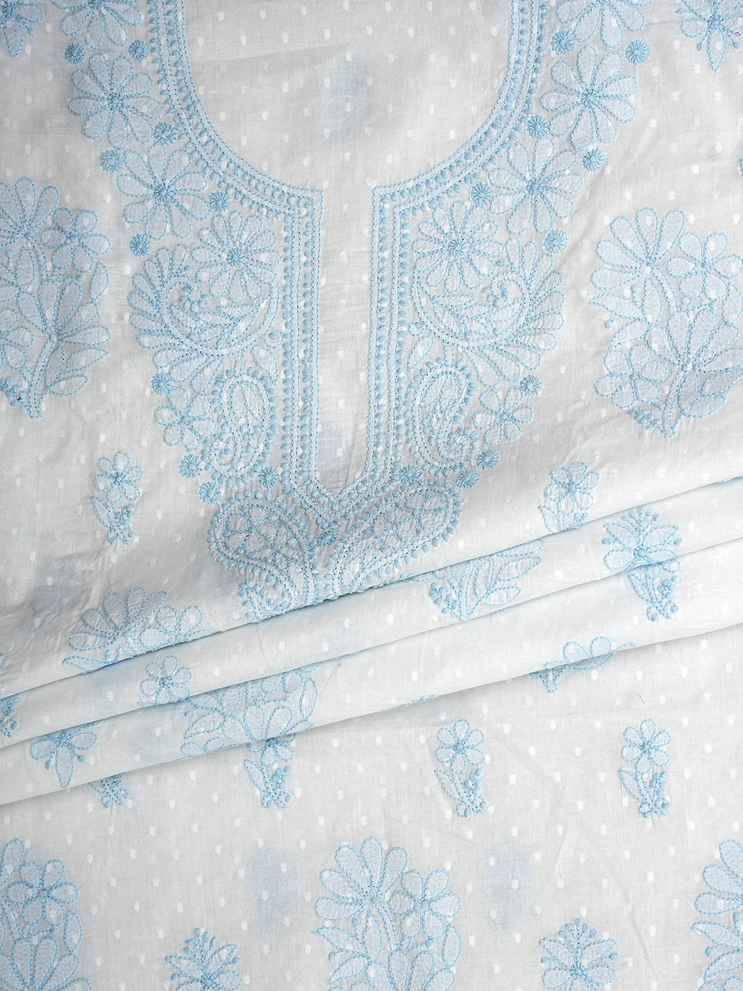 Ada Hand Embroidered White Cotton Lucknowi Chikankari Unstitched Suit Piece 01A836836