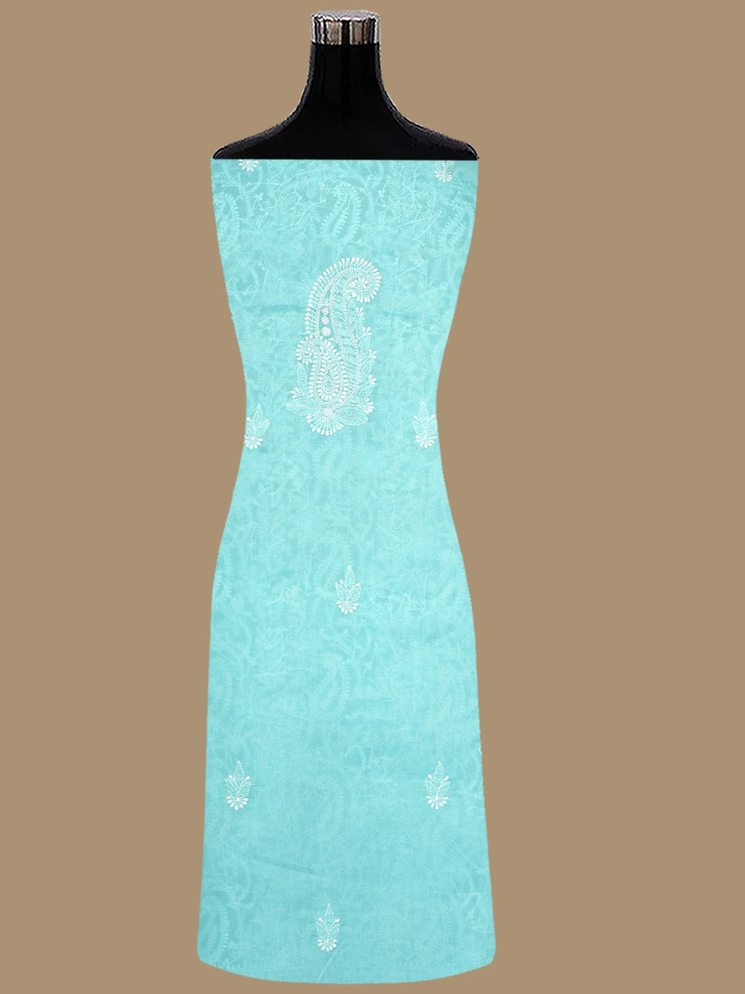Ada Hand Embroidered Blue Cotton Lucknowi Chikankari Unstitched Suit Piece With Pearl Work 01A762612