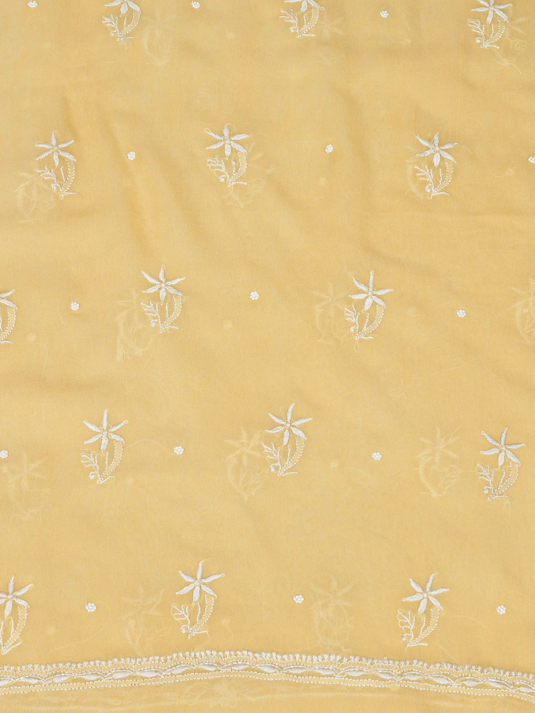 Ada Hand Embroidered Beige Viscose Georgette Lucknowi Chikankari Unstitched Kurta Dupatta Set With Cutdana Work 01A817632