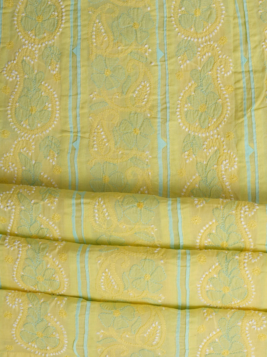 Ada Hand Embroidered Yellow Cotton Lucknowi Chikankari Unstitched Suit Piece 01A821873