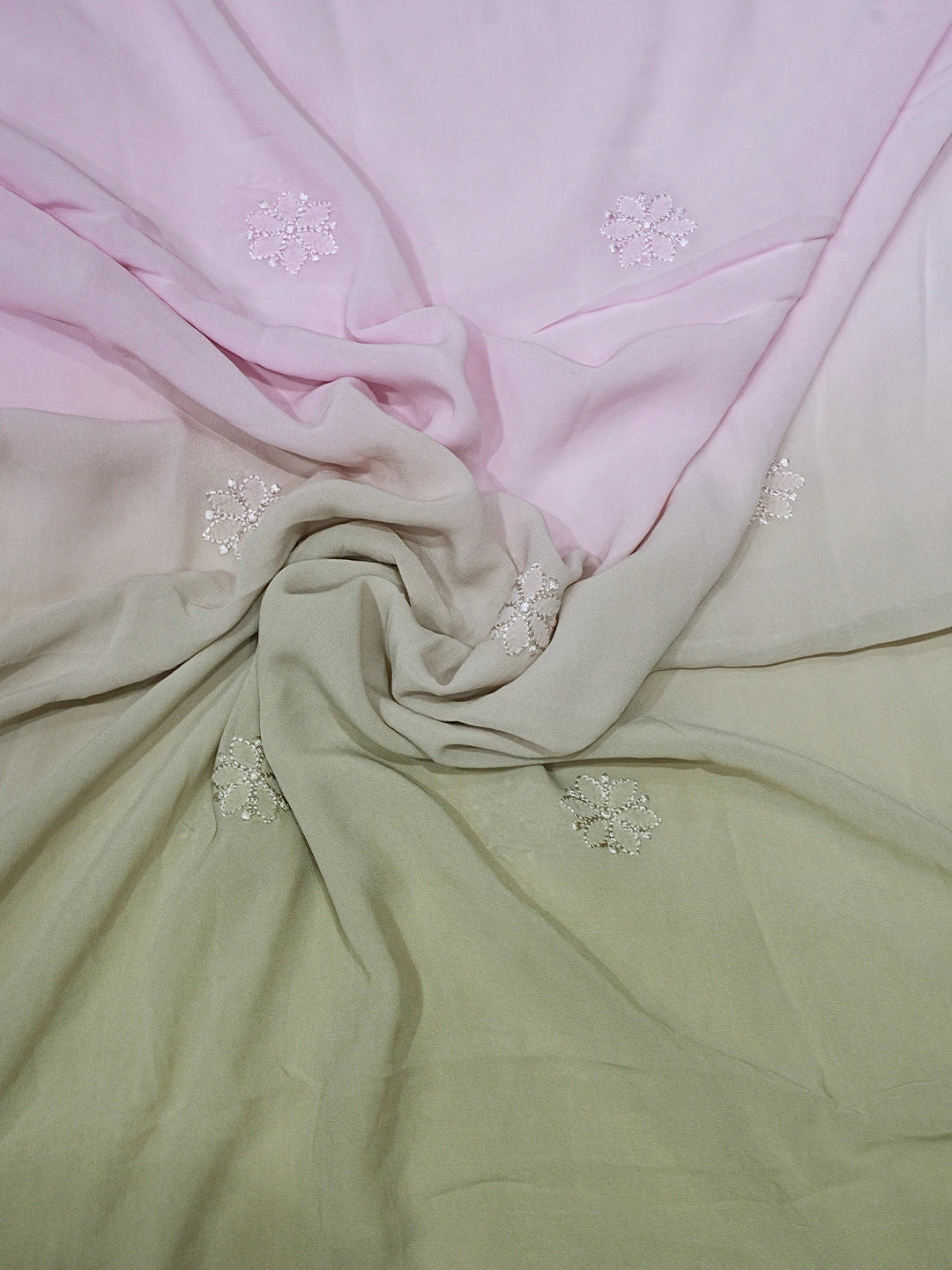 Ada Hand Embroidered Ombre Shade Of Pale Mauve And Ecru Brown Viscose Georgette Lucknowi Chikankari Semi-Stitched Anarkali Kurta Dupatta Set 01A758648