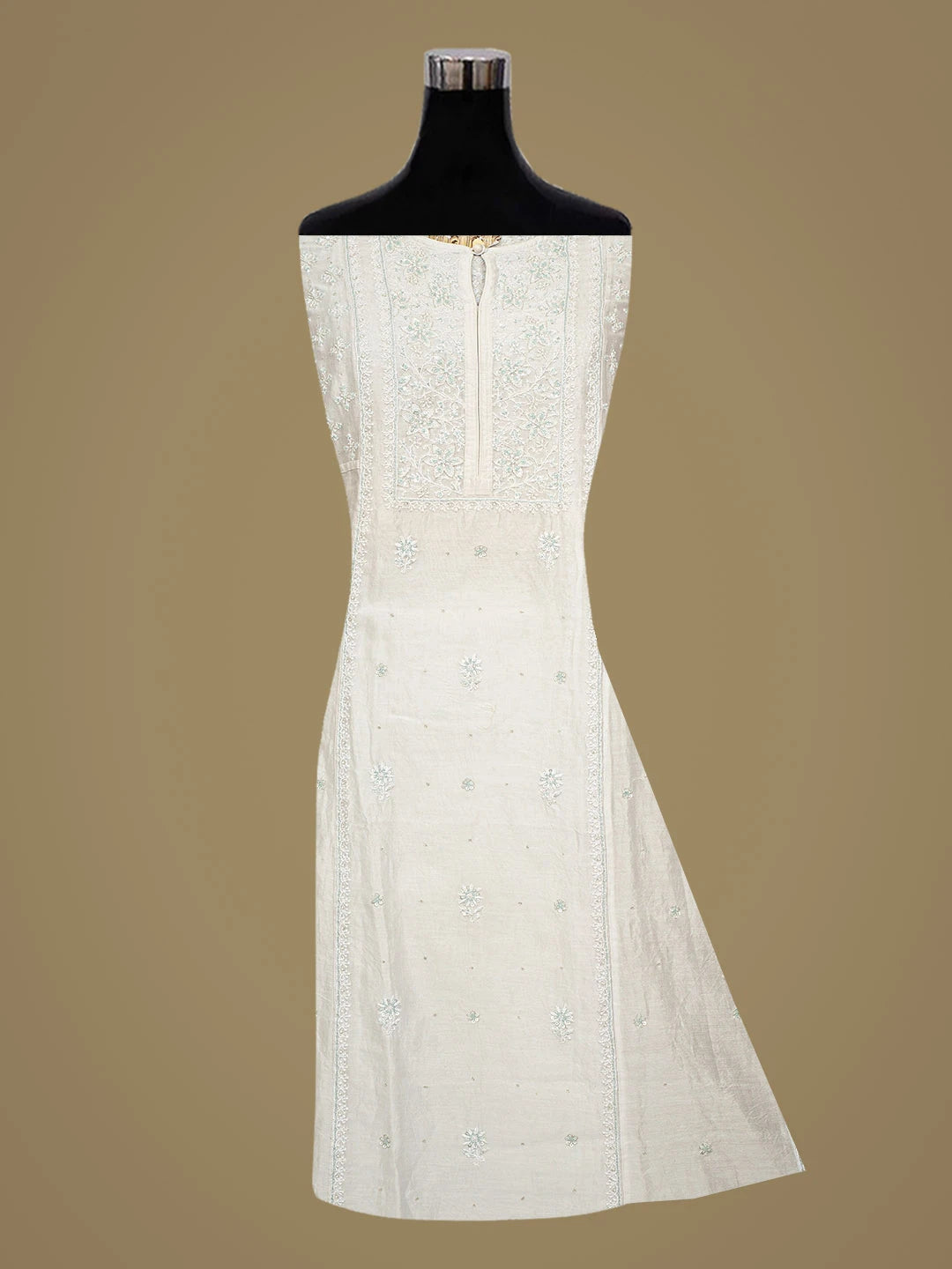 Ada Hand Embroidered Powder Blue Chanderi Lucknowi Chikankari Semi-stitched Kurta Dupatta Set With Cutdana Work 01A553086
