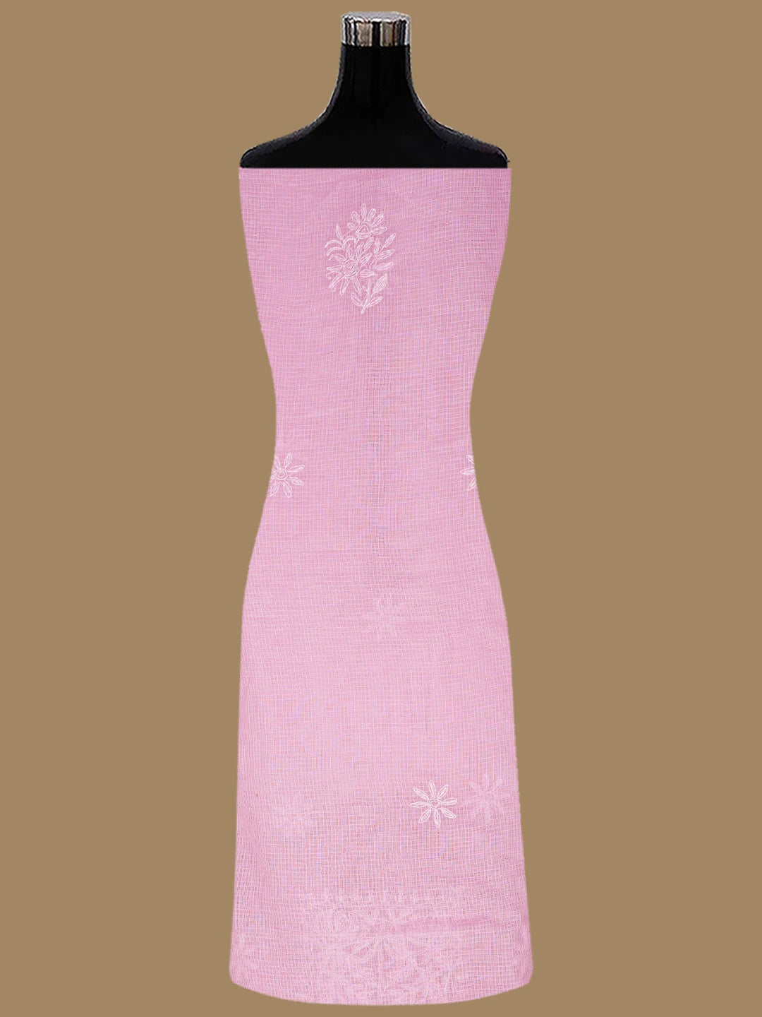 Ada Hand Embroidered Pink Kota Lucknowi Chikankari Unstitched Kurta Piece 01A836448