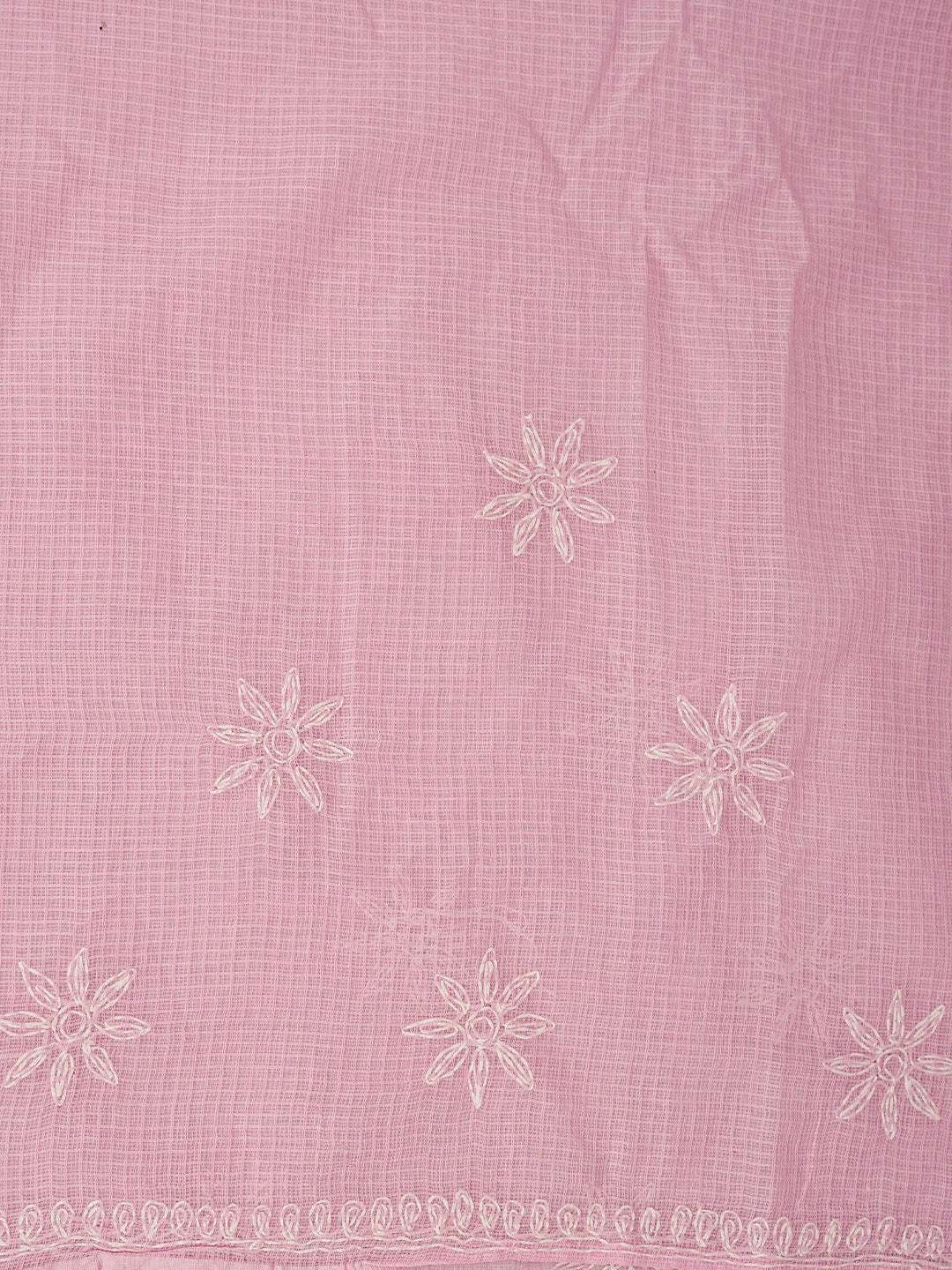 Ada Hand Embroidered Pink Kota Lucknowi Chikankari Unstitched Kurta Piece 01A836448