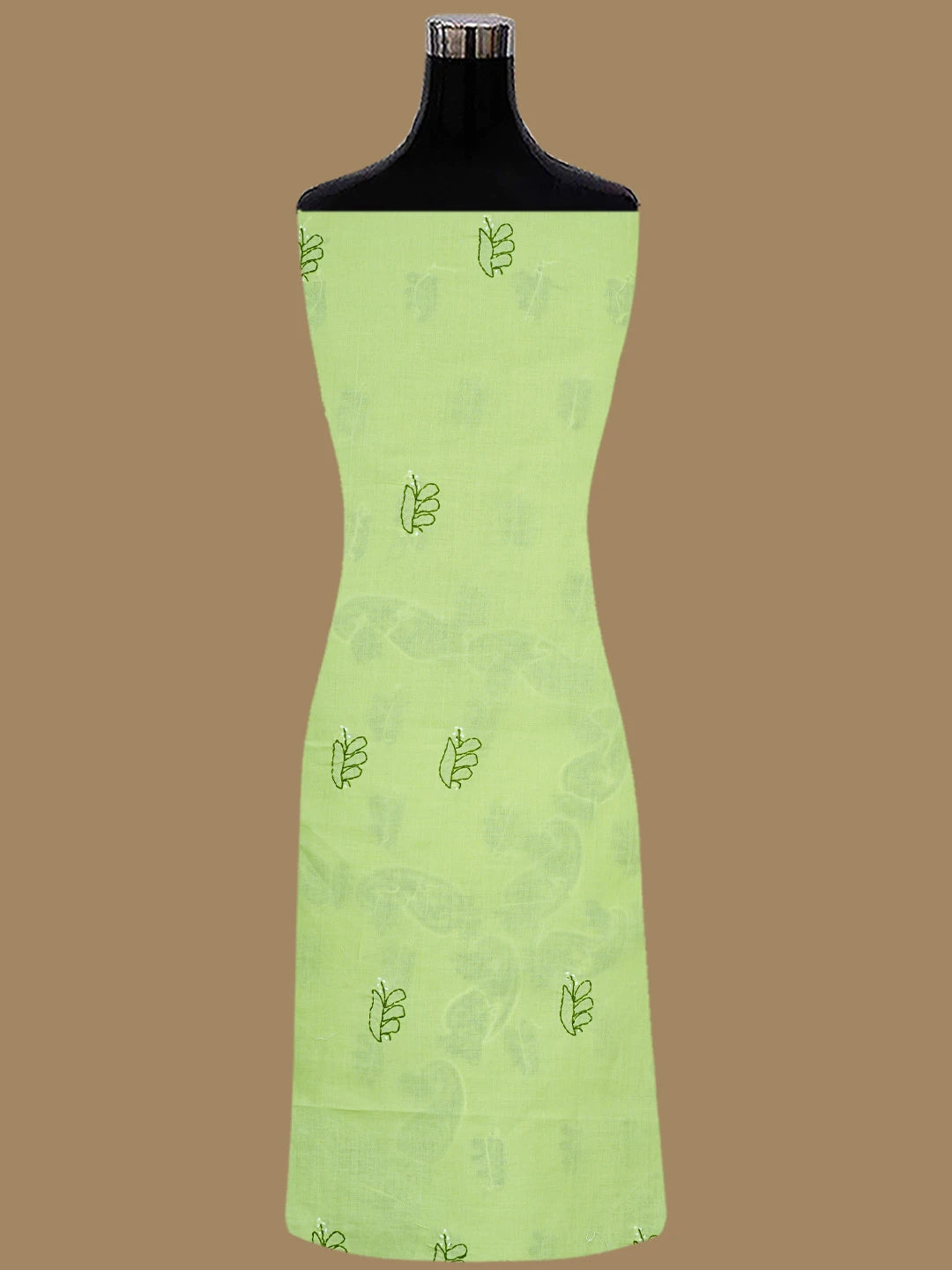 Ada Hand Embroidered Green Cotton Lucknowi Chikankari Unstitched Suit Piece 01A853002