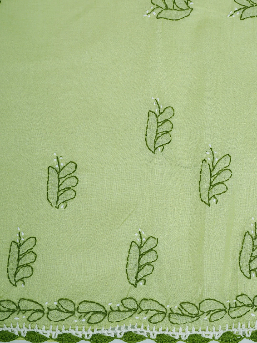 Ada Hand Embroidered Green Cotton Lucknowi Chikankari Unstitched Suit Piece 01A853002