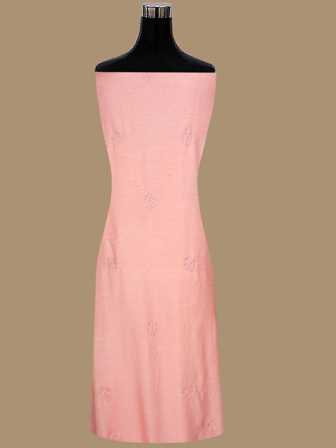 Ada Hand Embroidered Peach Pink Muslin Lucknowi Chikankari Unstitched Suit Piece With Cutdana Work 01A796119