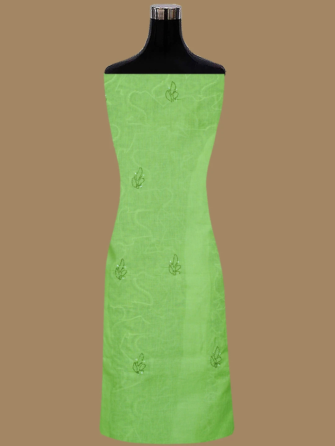 Ada Hand Embroidered Green Cotton Lucknowi Chikankari Unstitched Suit Piece 01A852999