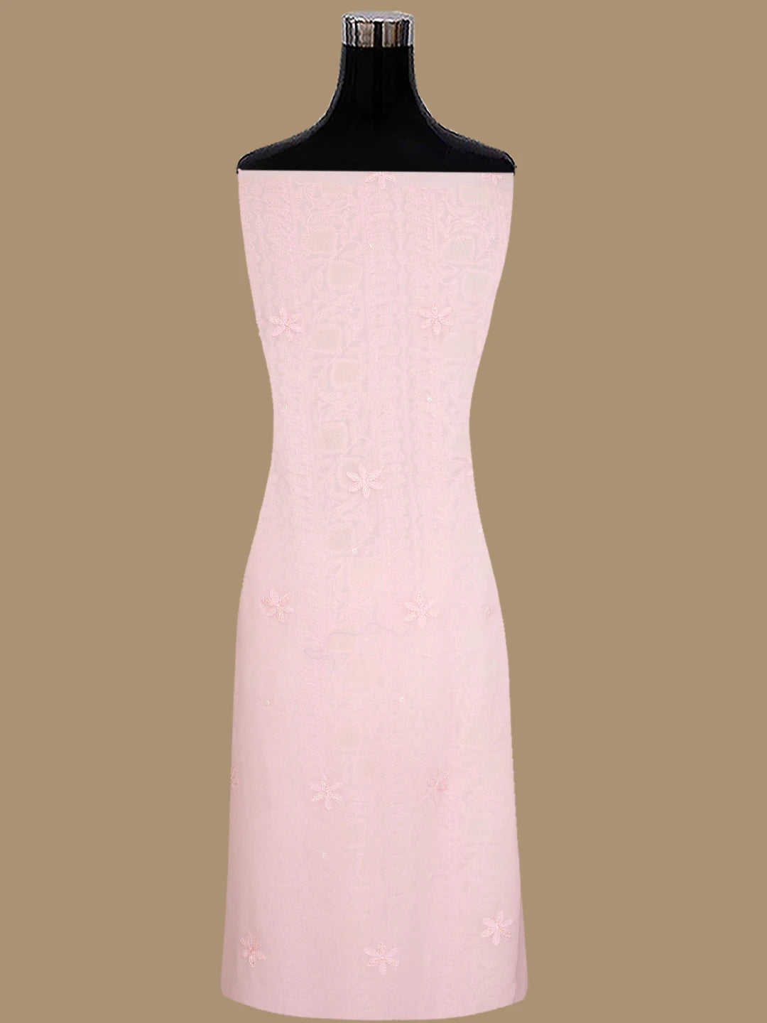 Ada Hand Embroidered Pink Viscose Georgette Lucknowi Chikankari Unstitched Kurta Dupatta Set With Cutdana Work 01A815298