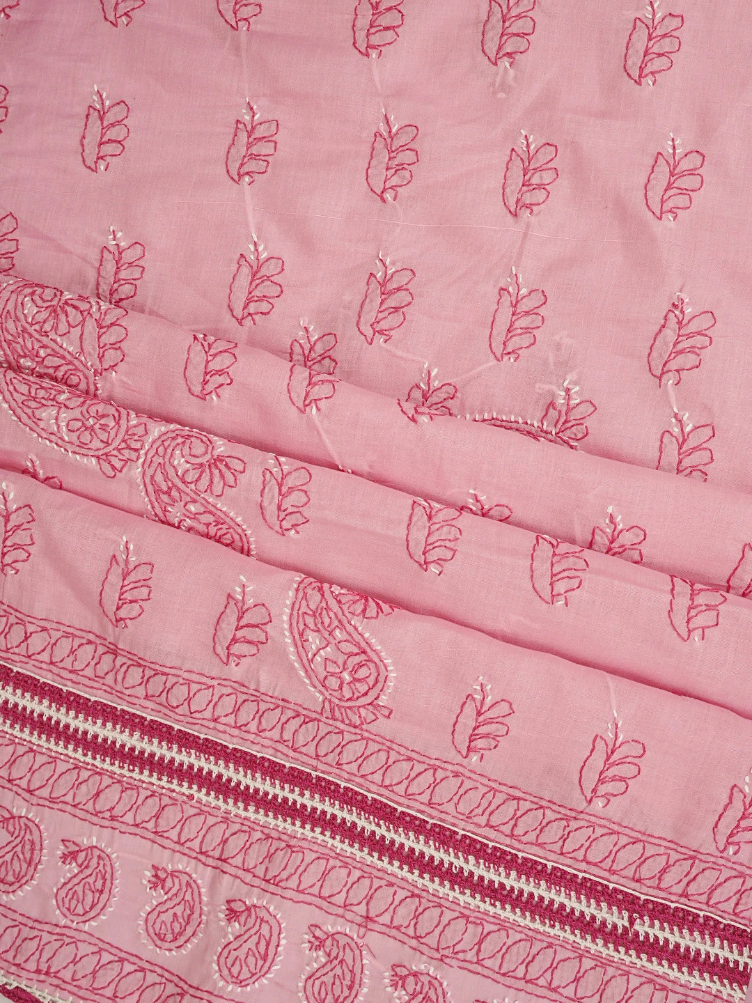 Ada Hand Embroidered Pink Cotton Lucknowi Chikankari Unstitched Suit Piece 01A853030