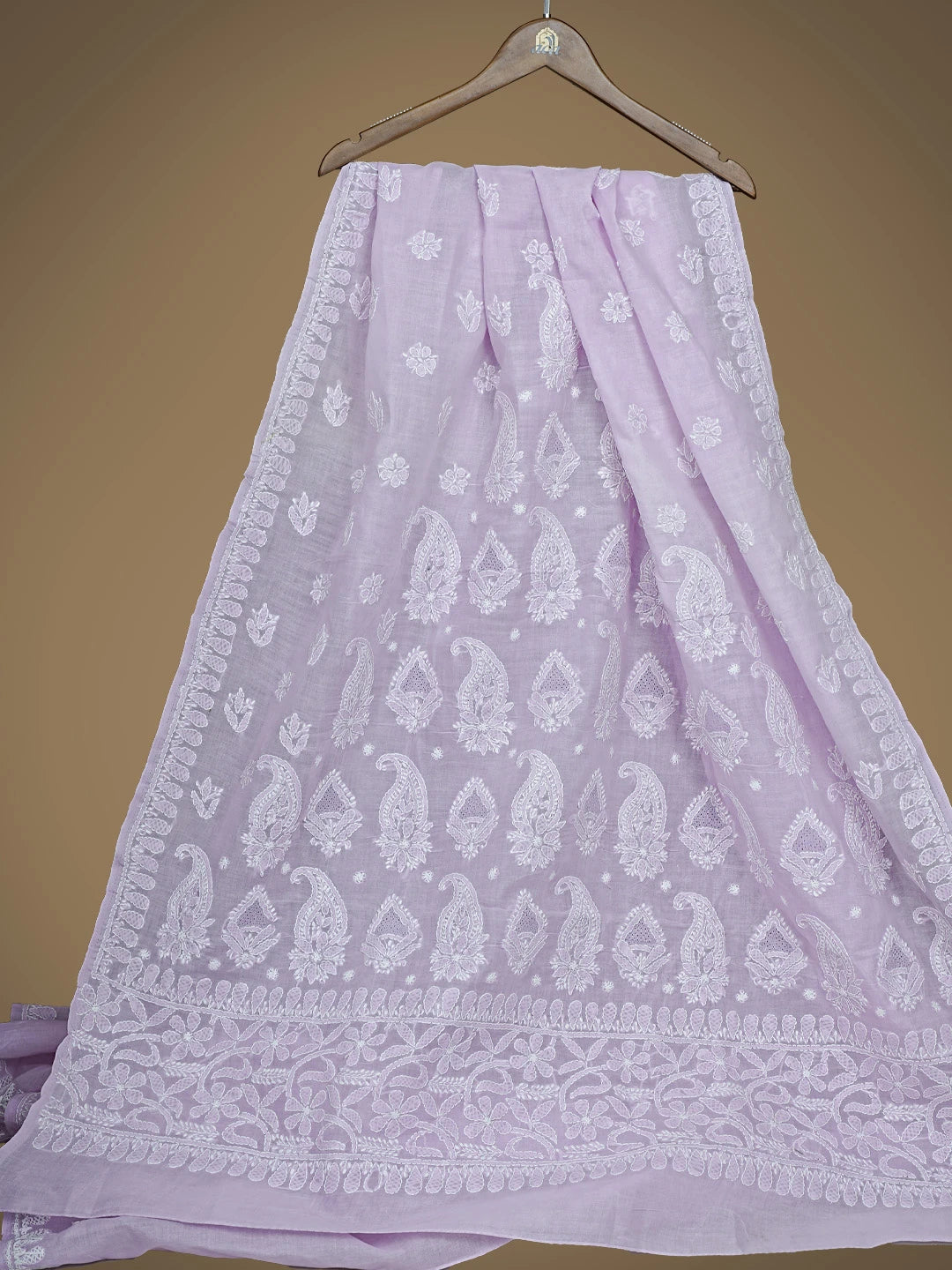 Ada Hand Embroidered Lavender Cotton Lucknowi Chikankari Saree and Blouse 01A838186
