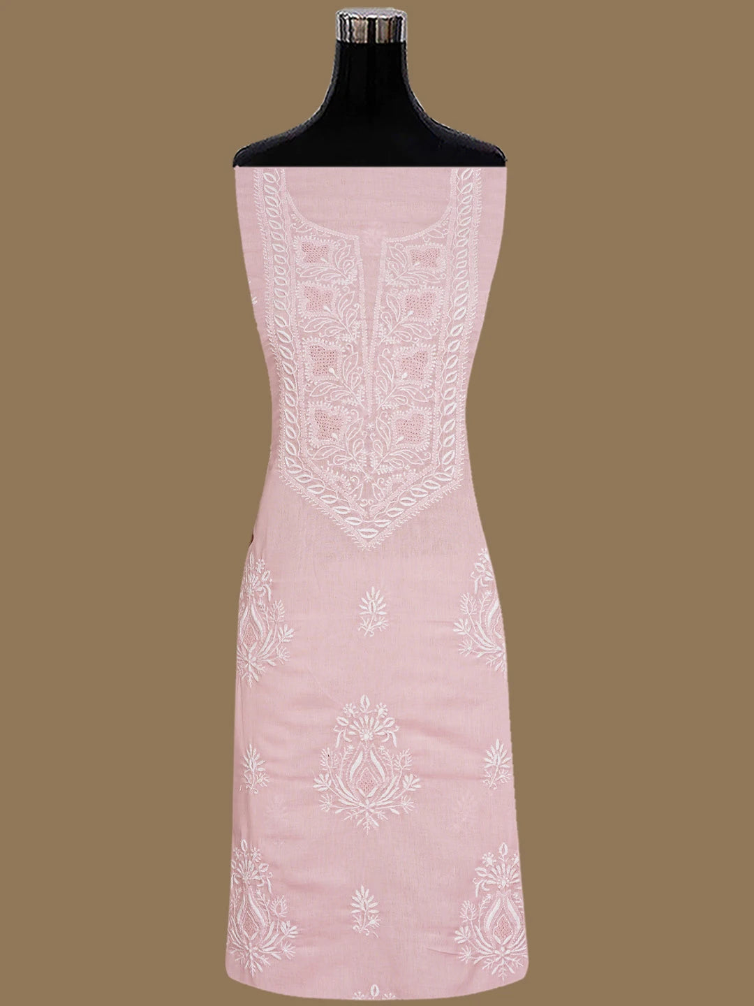 Ada Hand Embroidered Pink Cotton Lucknowi Chikankari Unstitched Suit Piece 01A773689