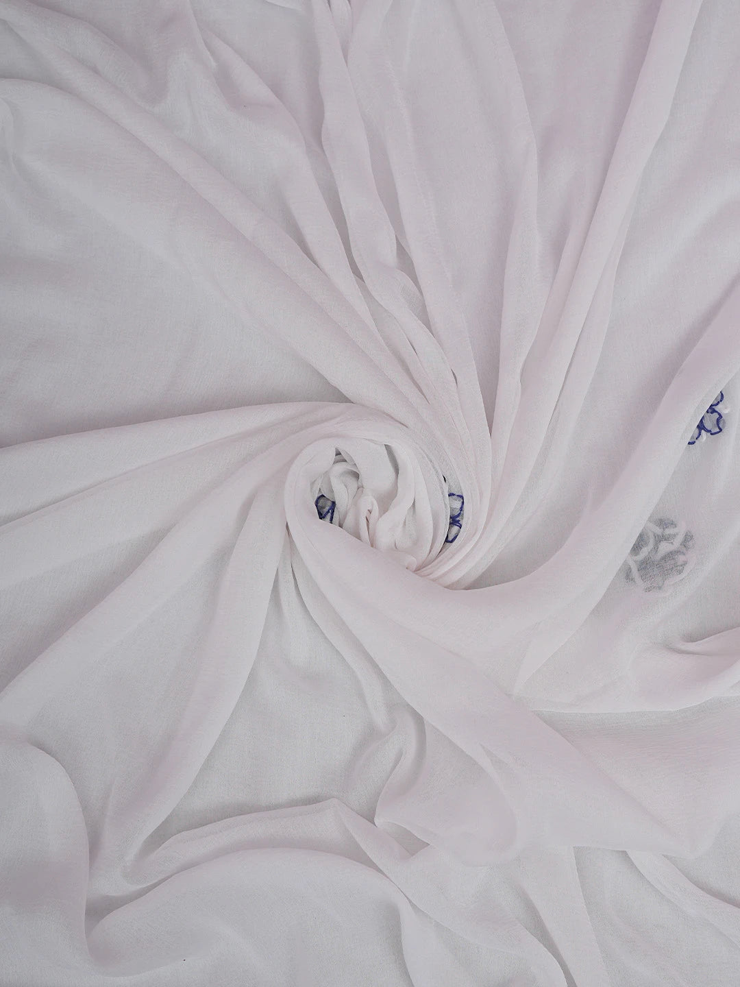 Ada Hand Embroidered White and Mauve Cotton Lucknowi Chikankari Unstitched Suit Piece 01A853059