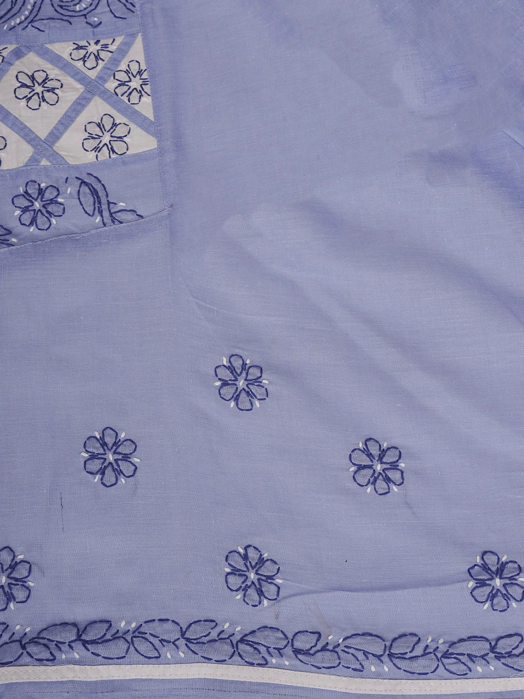 Ada Hand Embroidered White and Mauve Cotton Lucknowi Chikankari Unstitched Suit Piece 01A853059