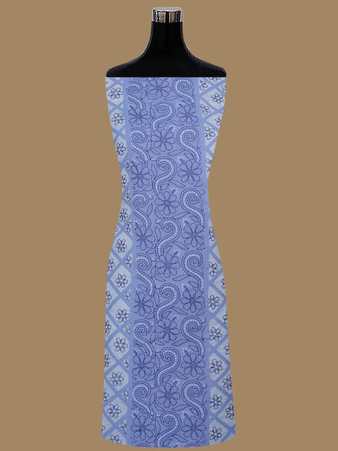 Ada Hand Embroidered White and Mauve Cotton Lucknowi Chikankari Unstitched Suit Piece 01A853059
