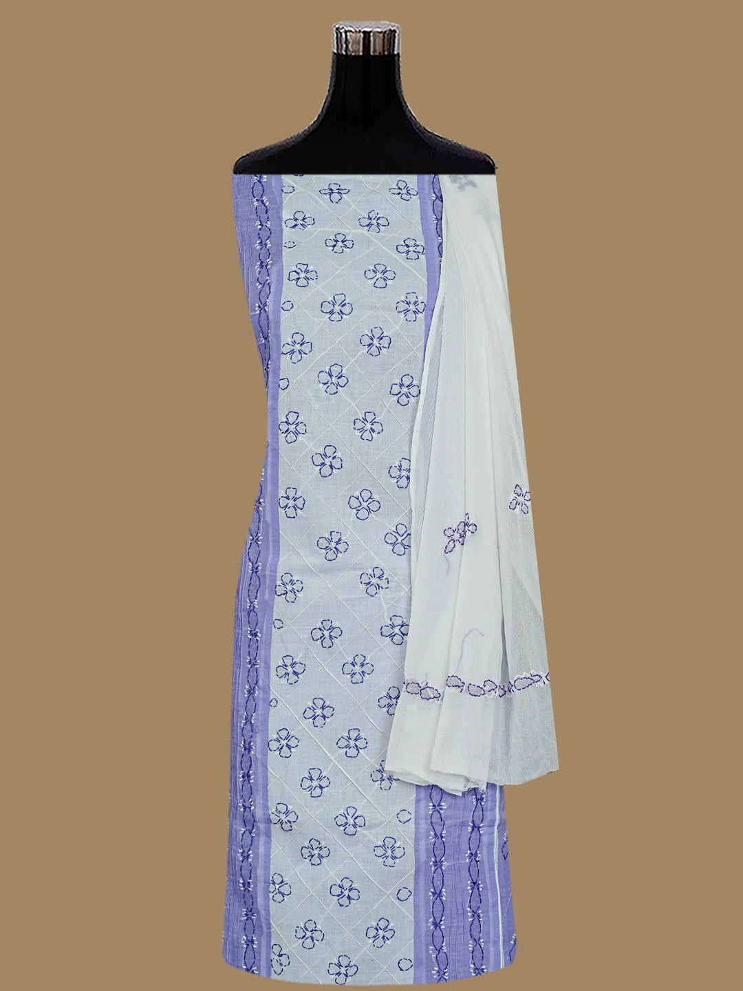 Ada Hand Embroidered Mauve Cotton Lucknowi Chikankari Unstitched Suit Piece 01A818393