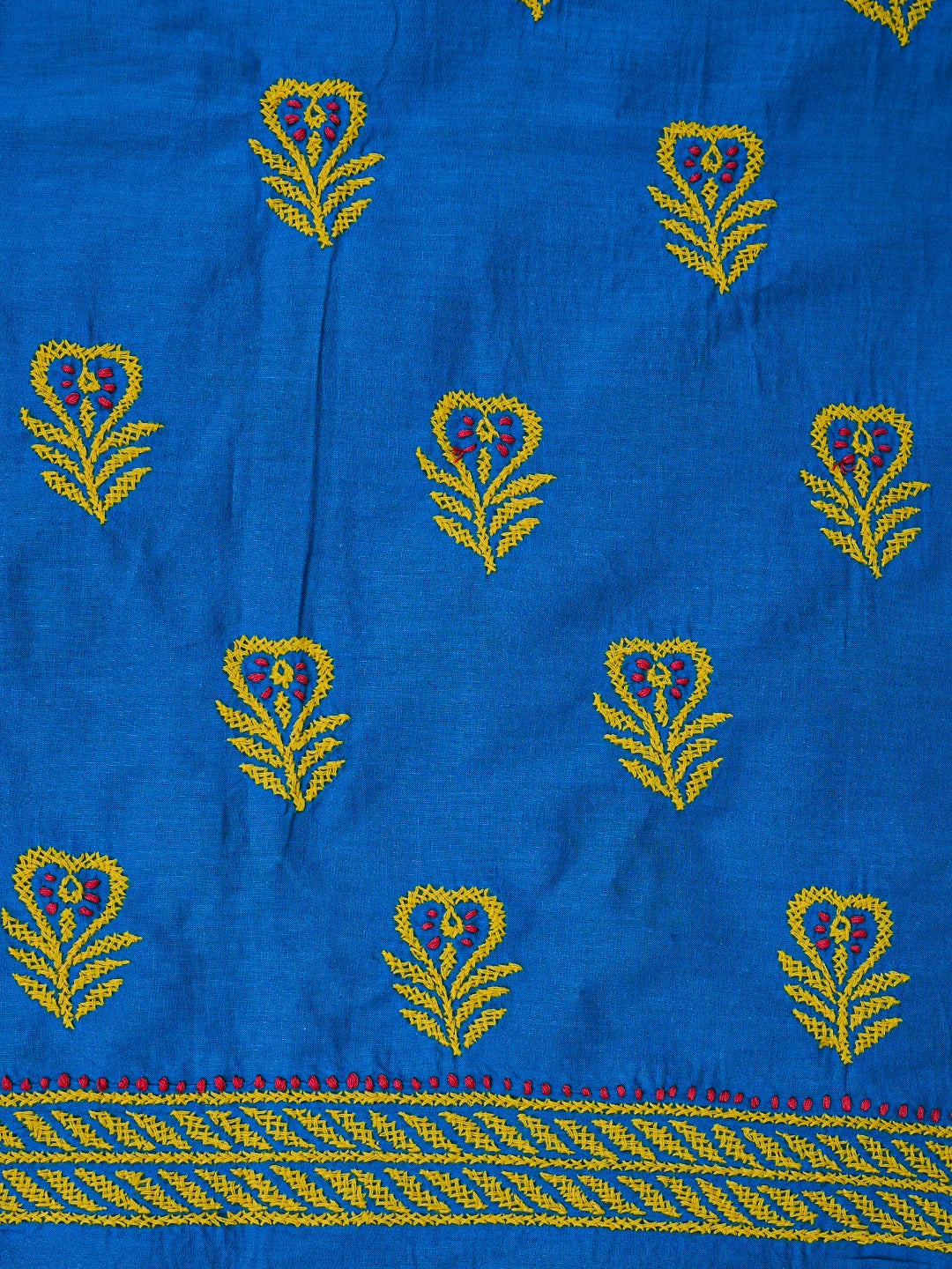 Ada Hand Embroidered Blue Cotton Lucknowi Chikankari Unstitched Suit Piece 01A118693