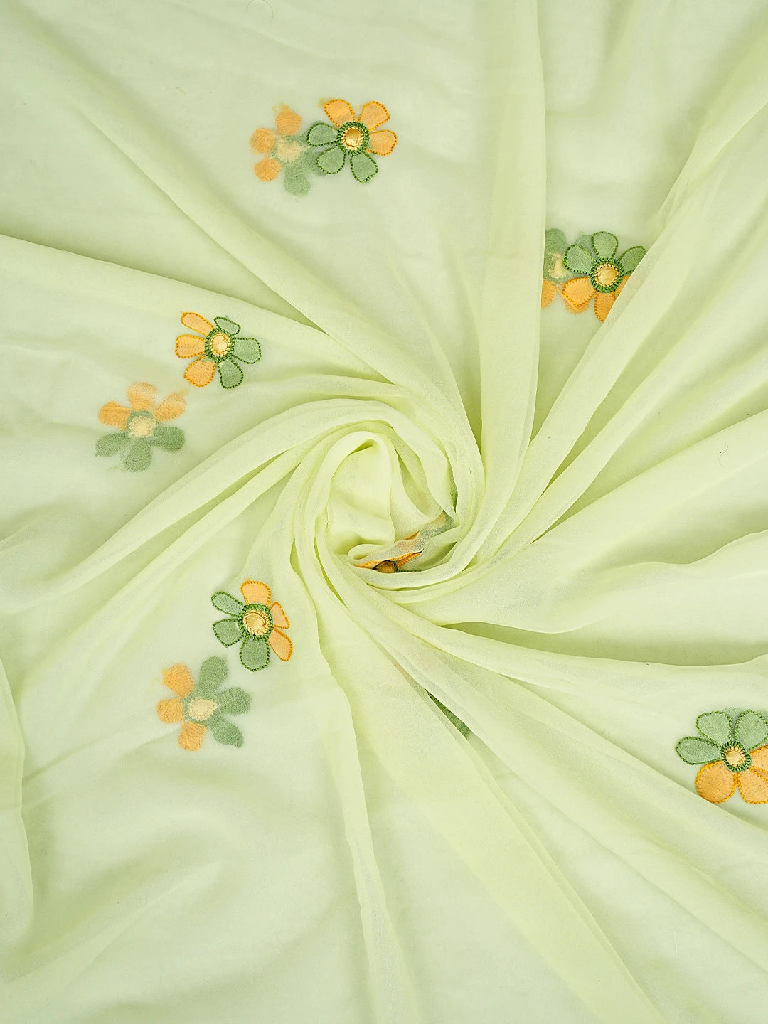 Ada Hand Embroidered Light Green Faux Georgette Lucknowi Chikankari Unstitched Suit Piece 01A779934