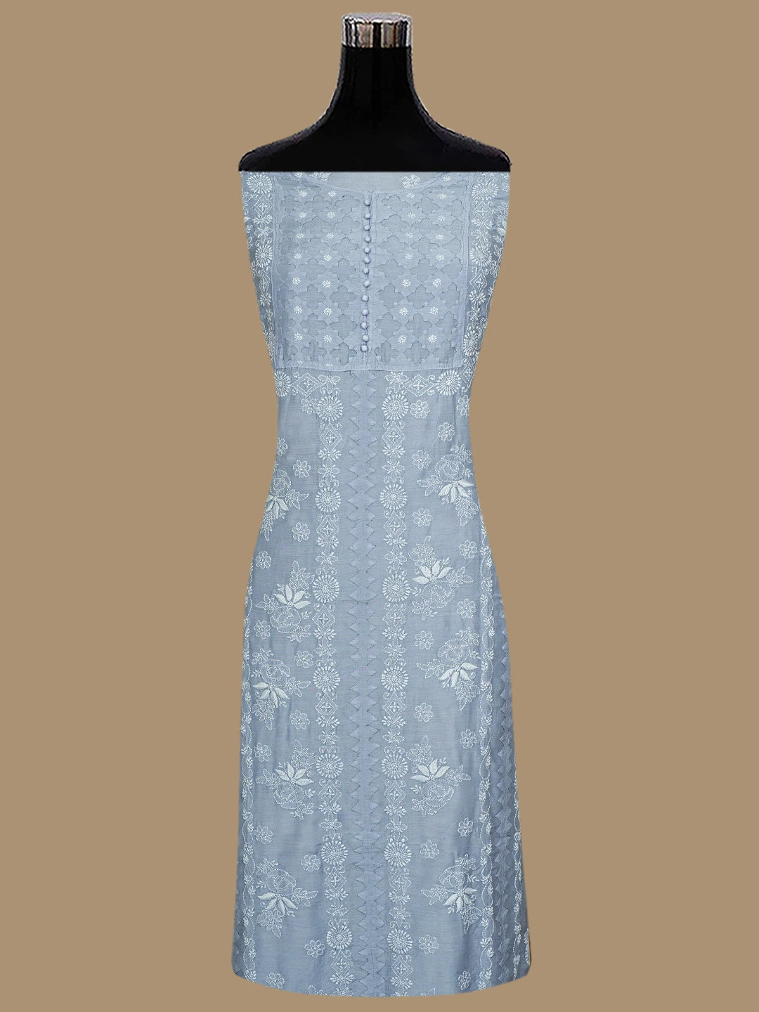 Ada Hand Embroidered Cadet Grey Muslin Lucknowi Chikankari Semi-stitched Suit Piece With Muqaish Work 01A853346