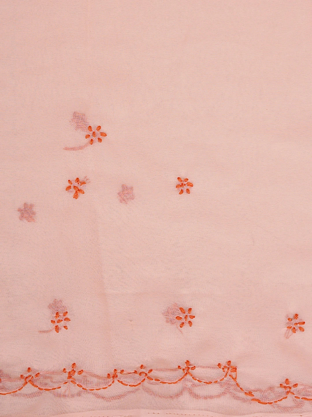 Ada Hand Embroidered Peachy Pink Georgette Lucknowi Chikankari Saree With Blouse 01A853725