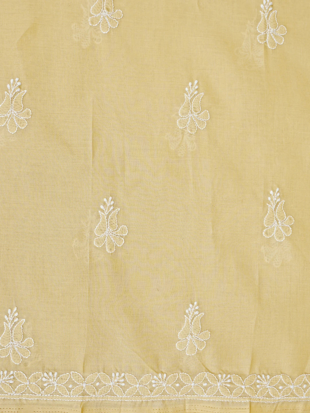 Ada Hand Embroidered Fawn Cotton Lucknowi Chikankari Unstitched Suit Piece 01A847454