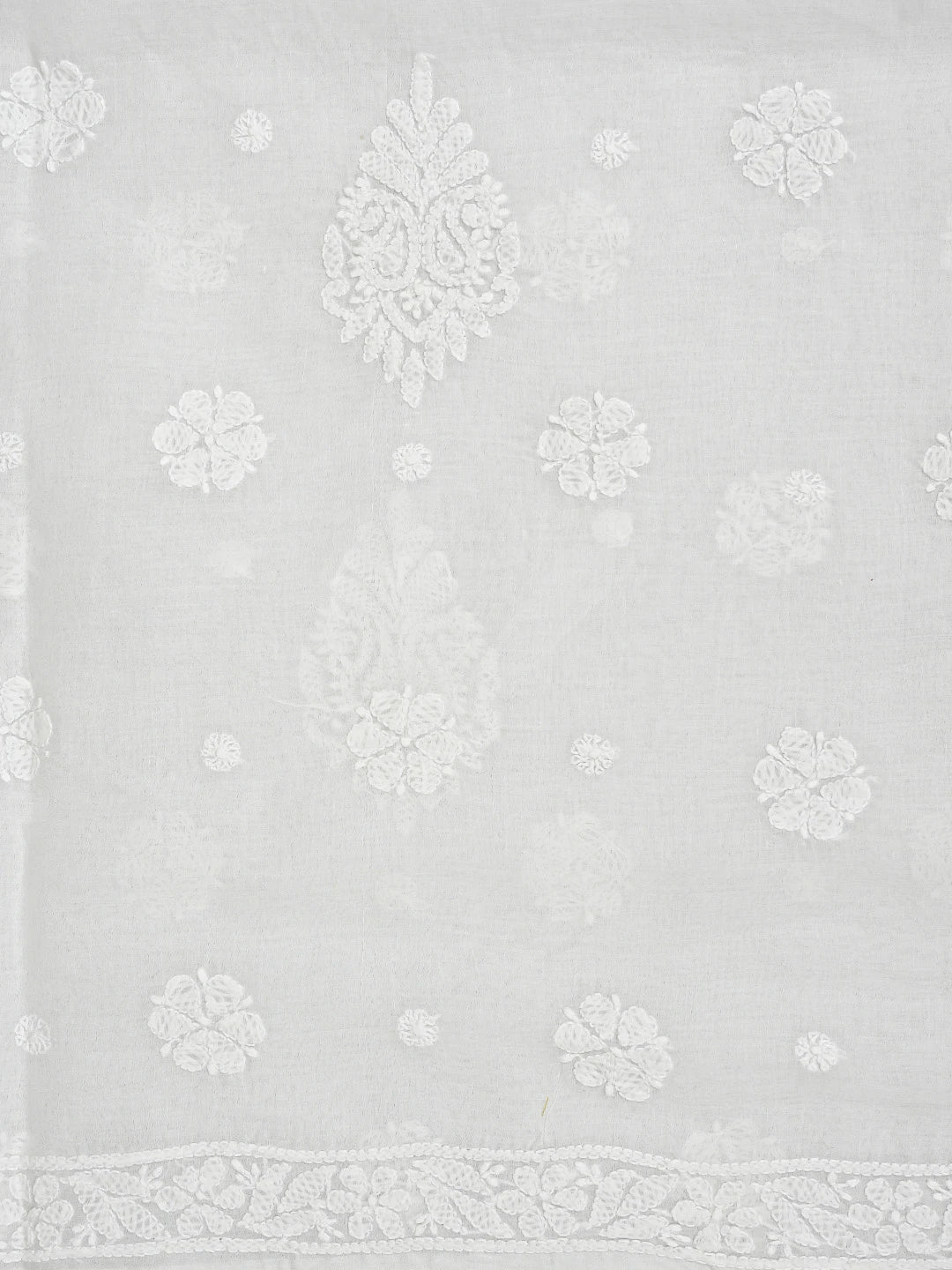 Ada Hand Embroidered White Cotton Lucknowi Chikankari Unstitched Suit Piece 01A847542