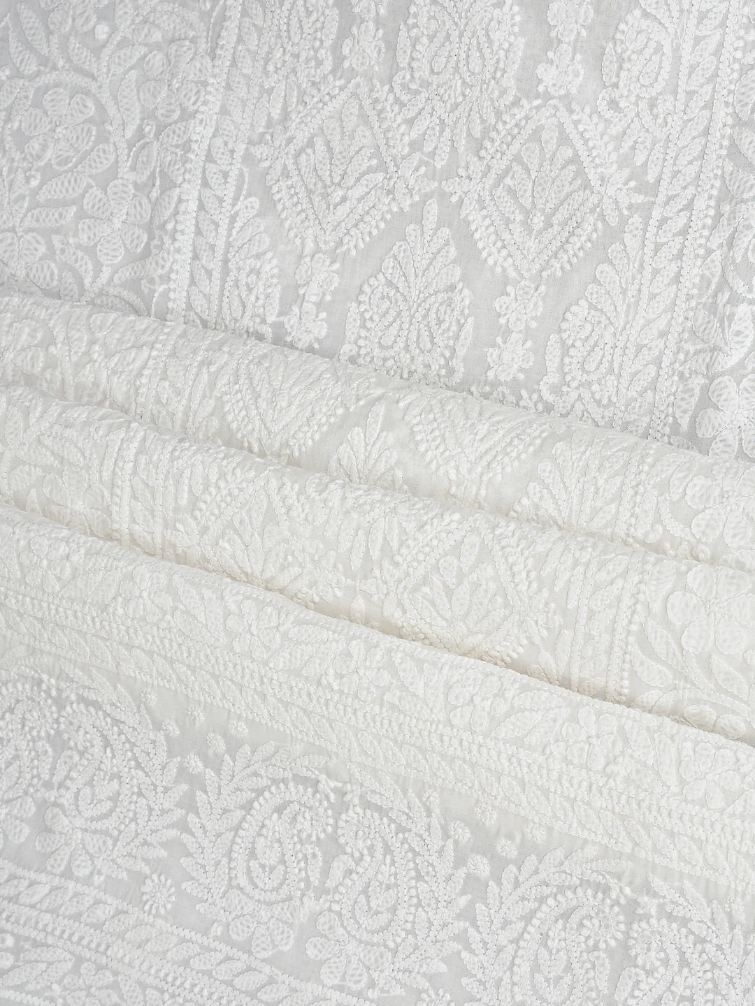 Ada Hand Embroidered White Cotton Lucknowi Chikankari Unstitched Suit Piece 01A847542