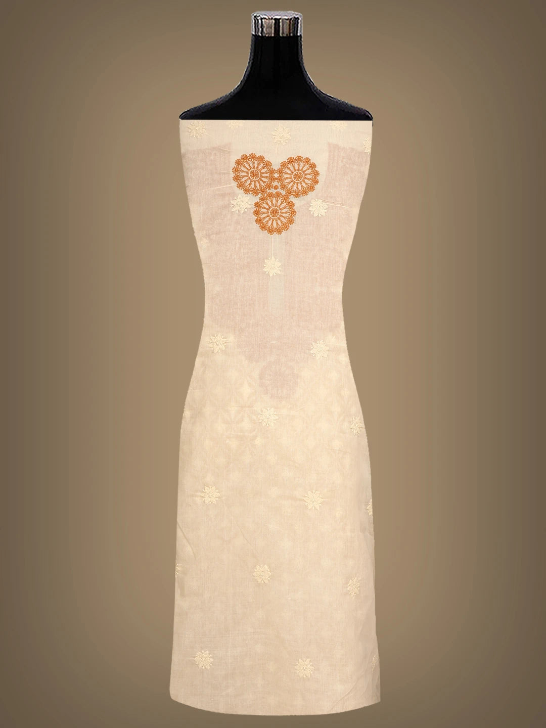 Ada Hand Embroidered Fawn Cotton Lucknowi Chikankari Unstitched Kurta Piece 01A831607