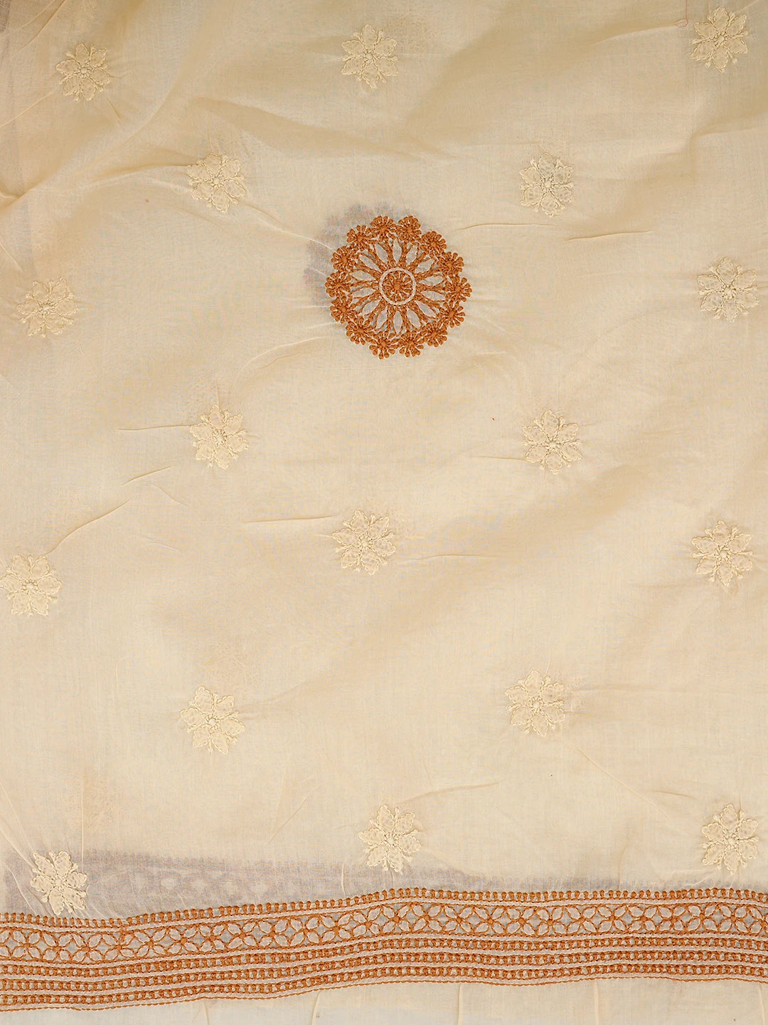Ada Hand Embroidered Fawn Cotton Lucknowi Chikankari Unstitched Kurta Piece 01A831607