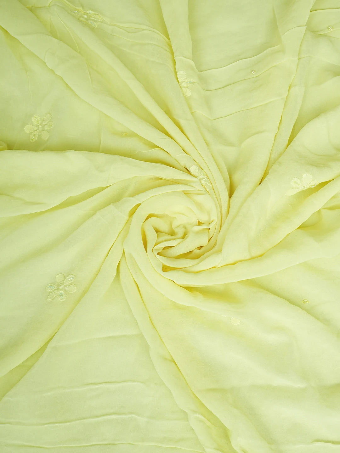 Ada Hand Embroidered Lemon Viscose Georgette Lucknowi Chikankari Unstitched Kurta Dupatta Set With Cutdana Work 01A815292