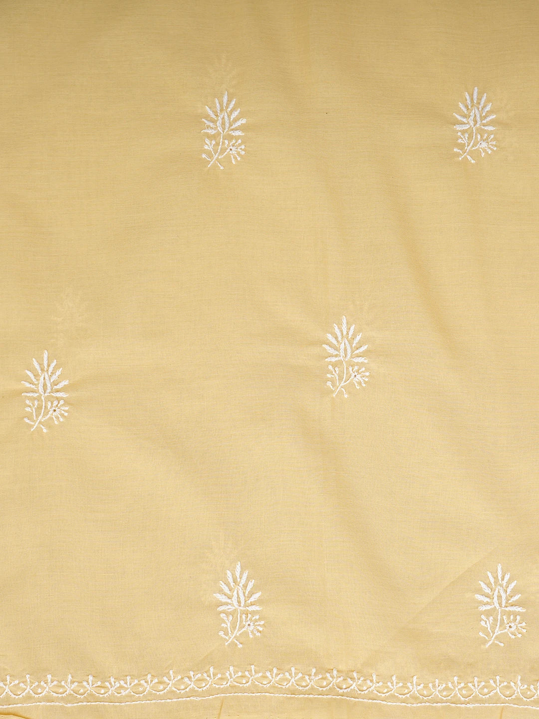 Ada Hand Embroidered Beige Cotton Lucknowi Chikankari Unstitched Suit Piece 01A773541