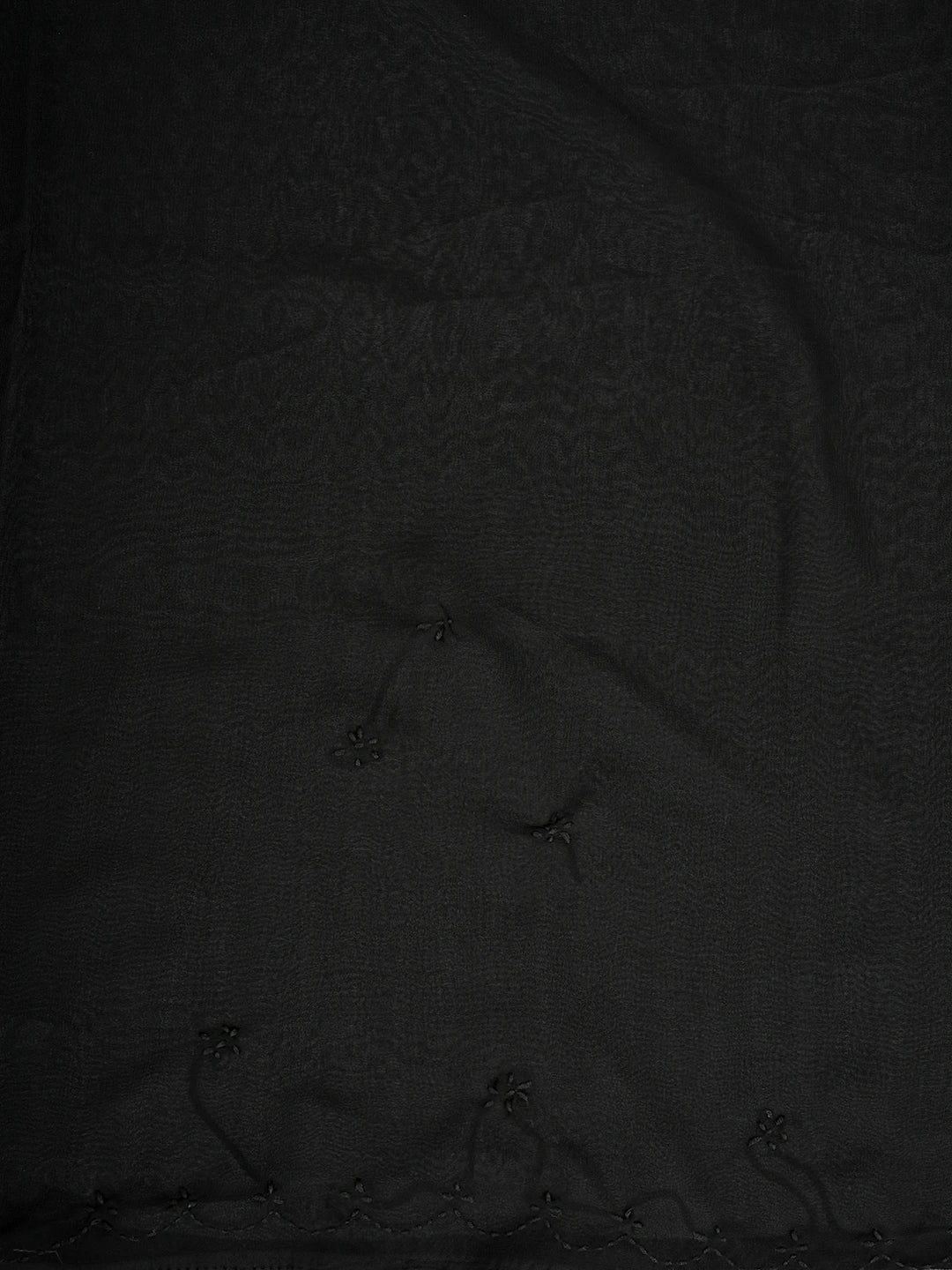 Ada Hand Embroidered Black Georgette Lucknowi Chikankari Saree With Blouse 01A853741