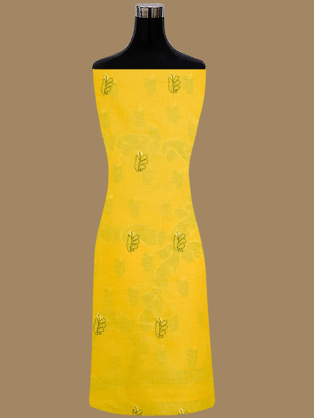 Ada Hand Embroidered Yellow Cotton Lucknowi Chikankari Unstitched Suit Piece 01A853065