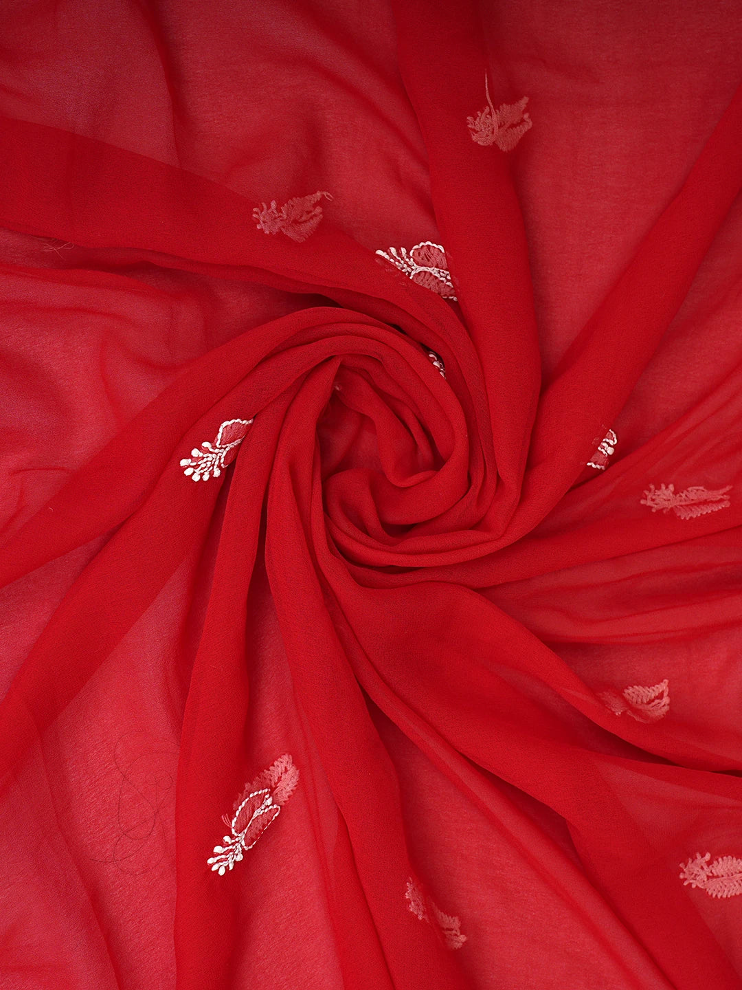 Ada Hand Embroidered Red Georgette Lucknowi Chikankari Unstitched Suit Piece 01A149093