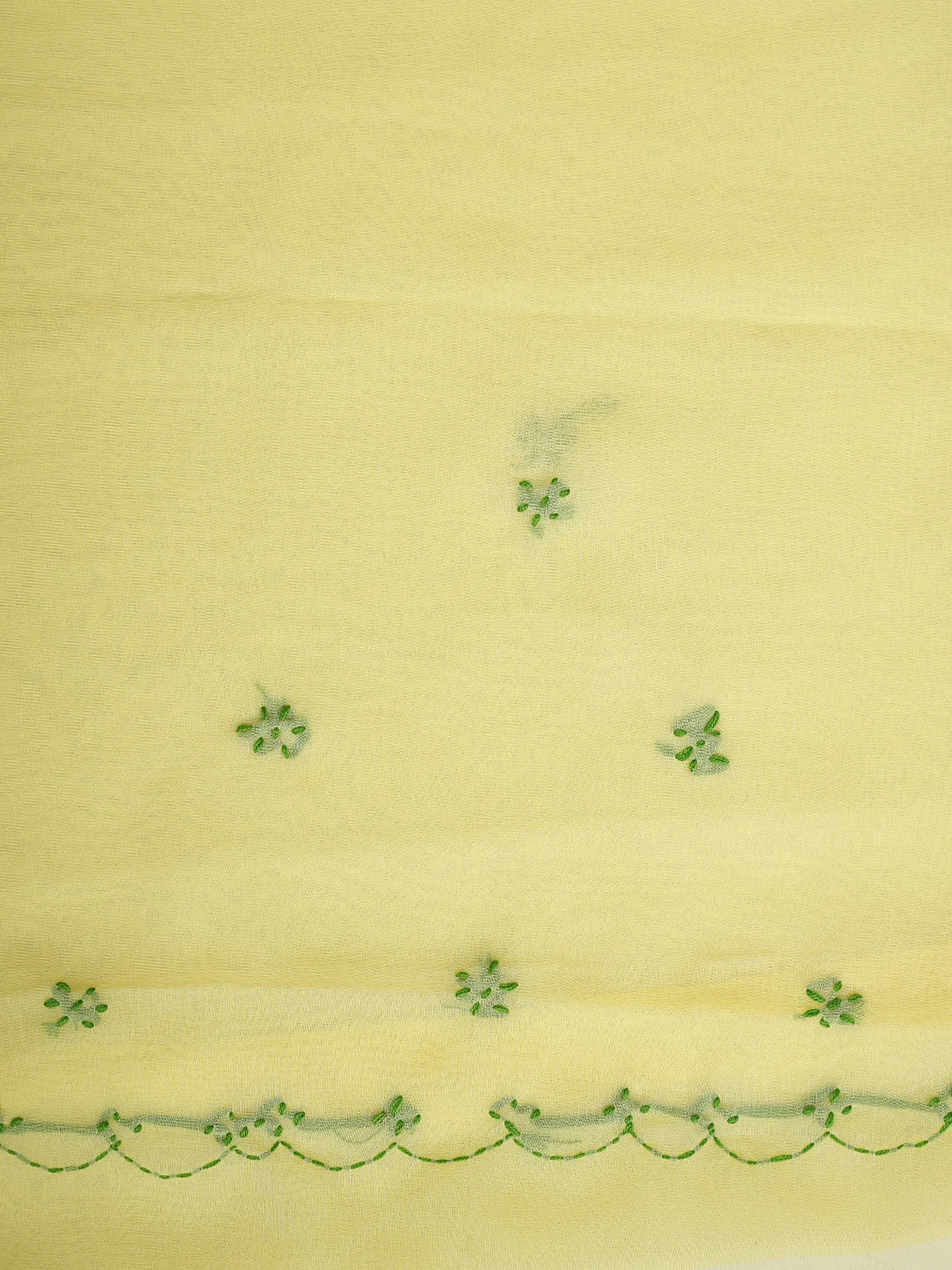 Ada Hand Embroidered Lemon Georgette Lucknowi Chikankari Saree With Blouse 01A853748