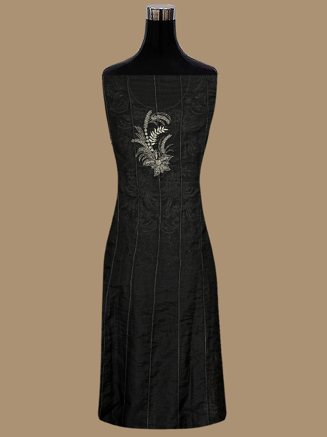 Ada Hand Embroidered Black Chanderi Lucknowi Chikankari Semi-Stitched Anarkali Kurta Dupatta Set With Muqaish Work A512721
