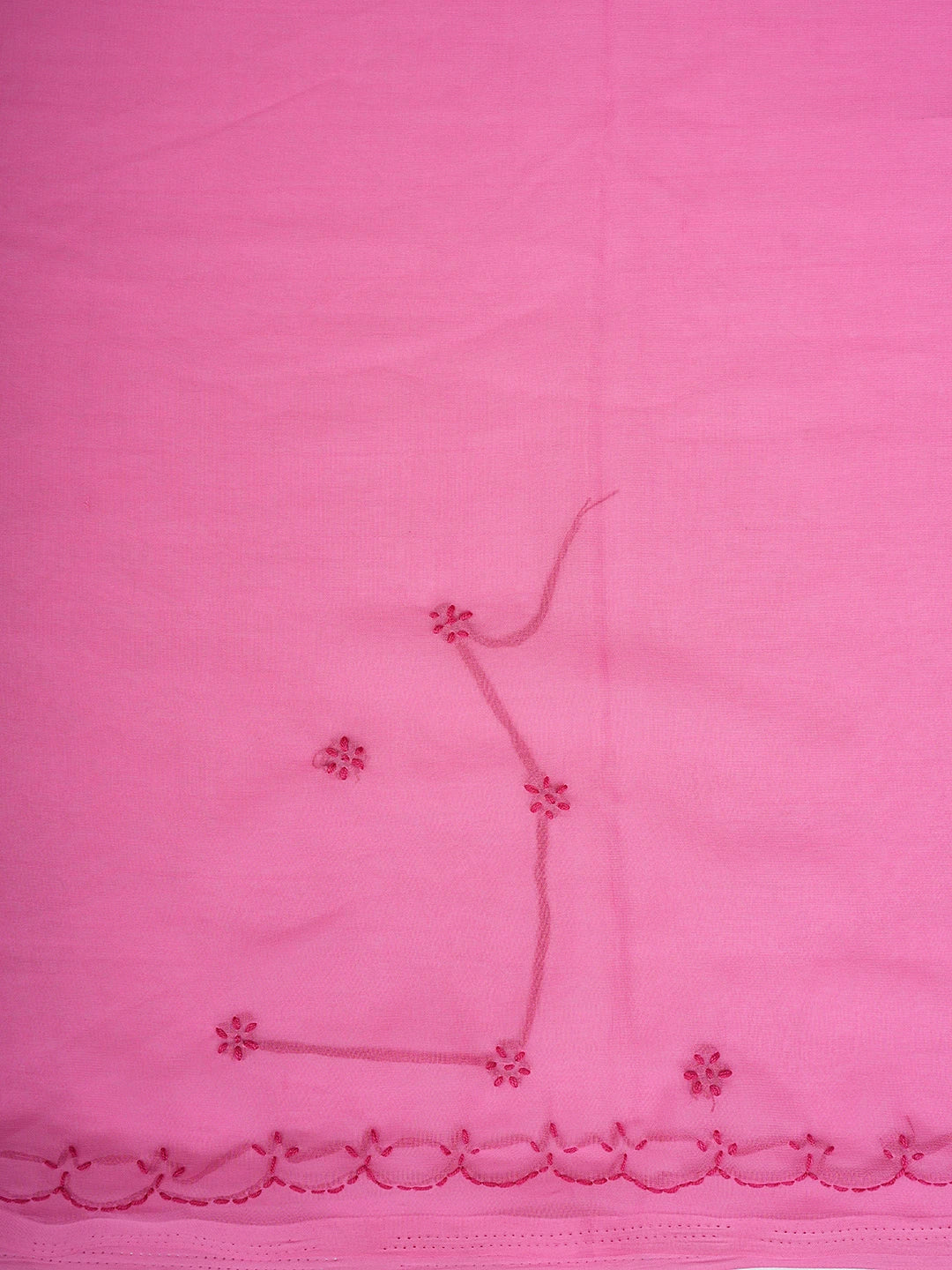 Ada Hand Embroidered Thulian Pink Georgette Lucknowi Chikankari Saree With Blouse 01A853733
